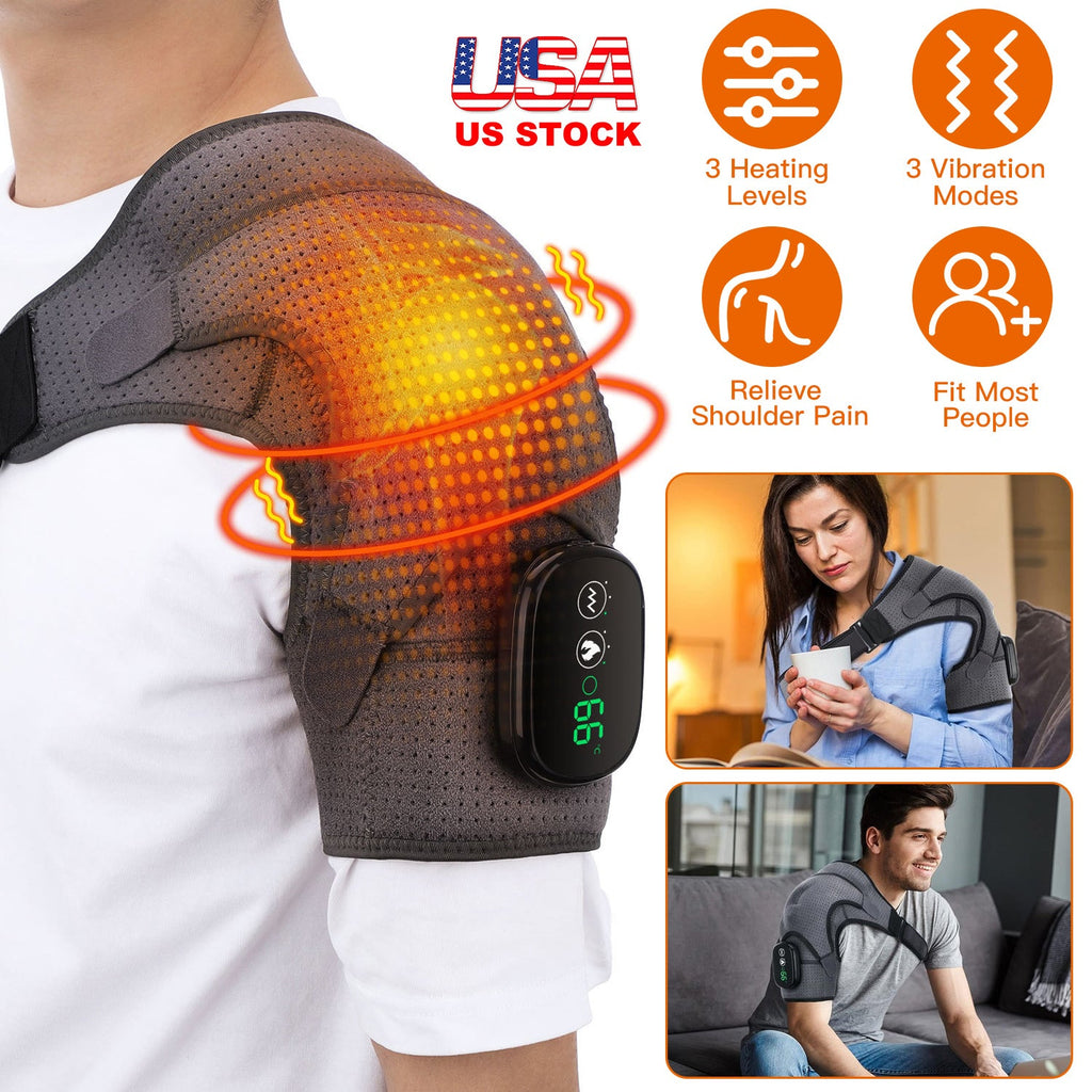 Cordless Rechargeable Heated Shoulder Wrap Massager Shoulder Brace