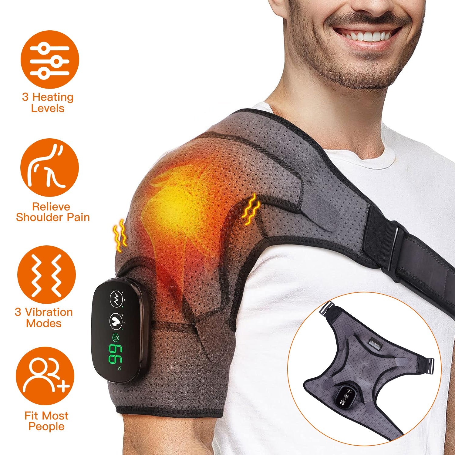 Cordless Rechargeable Heated Shoulder Wrap Massager Shoulder Brace