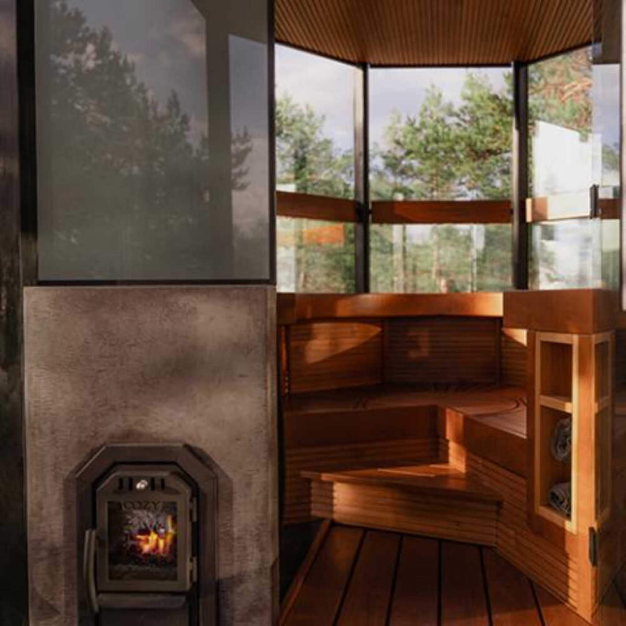 Thru-Wall Sauna Stove With Sauna Stones