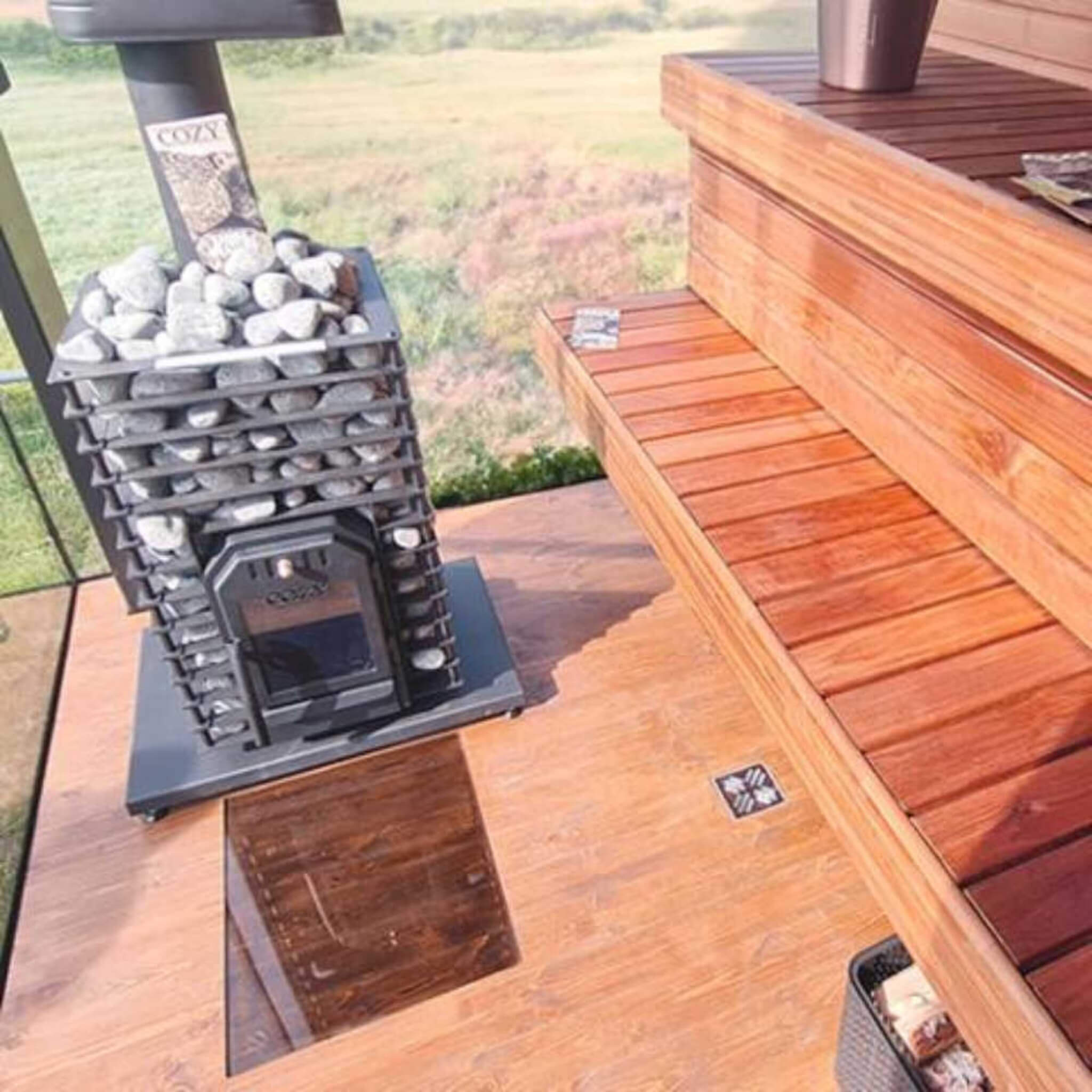 Cozy Heat Quattro Wood-Fired Sauna Stove With Sauna Stones