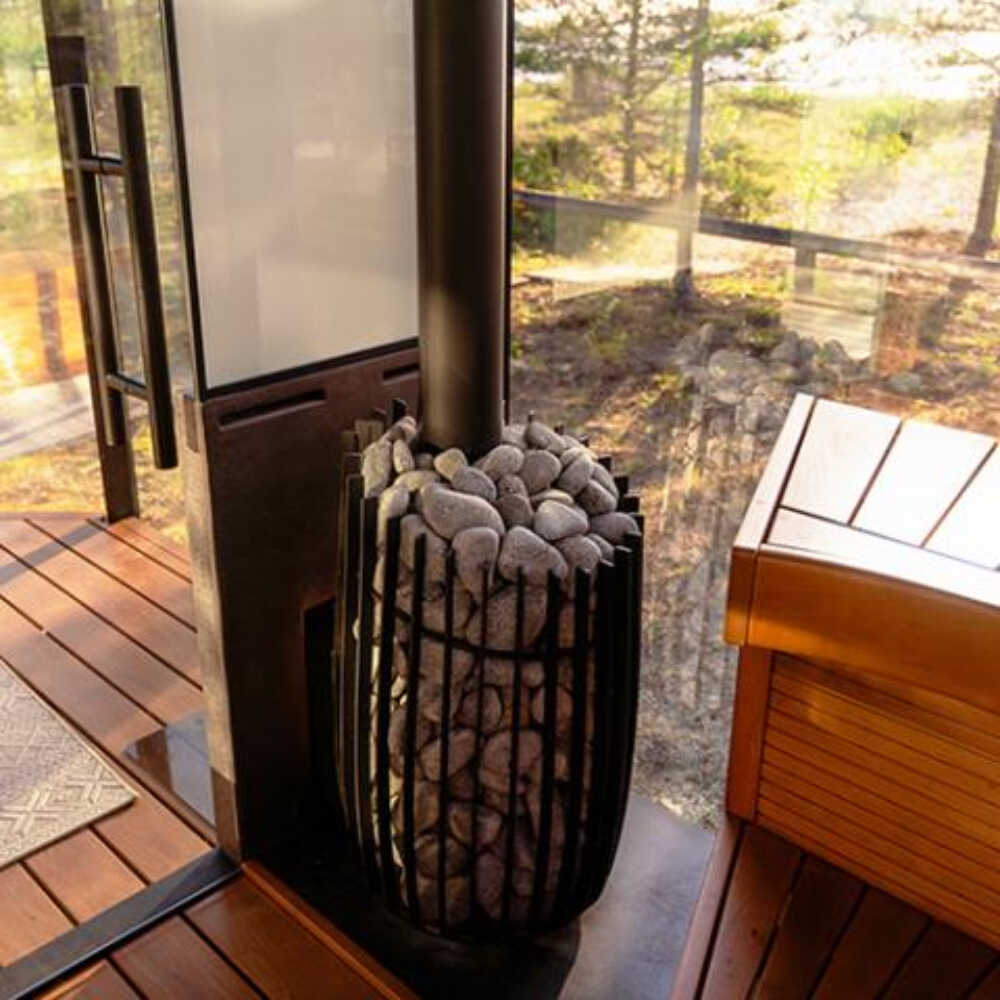 Cozy Heat SW Thru-Wall Wood Burning Sauna Stove With Sauna Stones