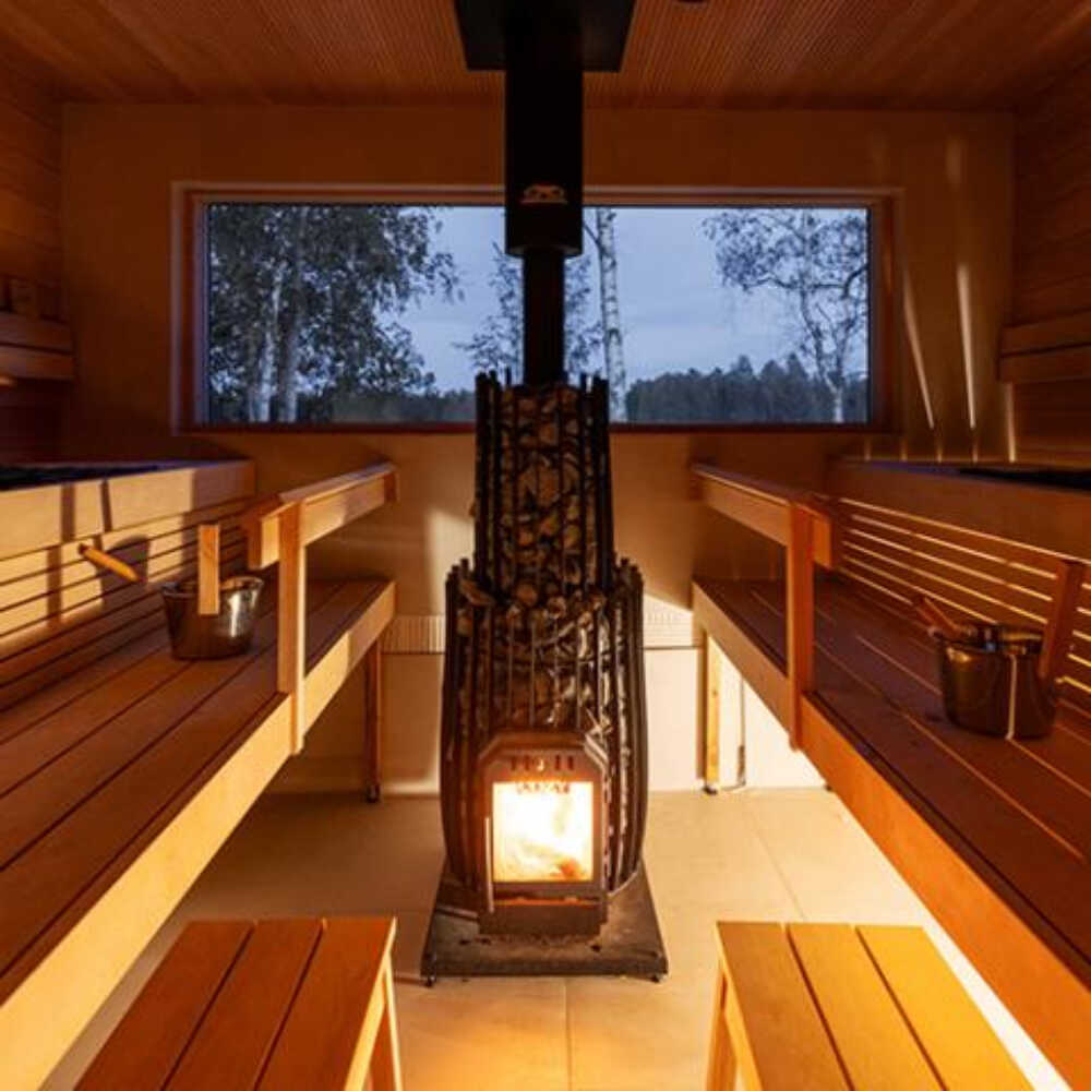 Cozy Heat SW Thru-Wall Wood Burning Sauna Stove With Sauna Stones