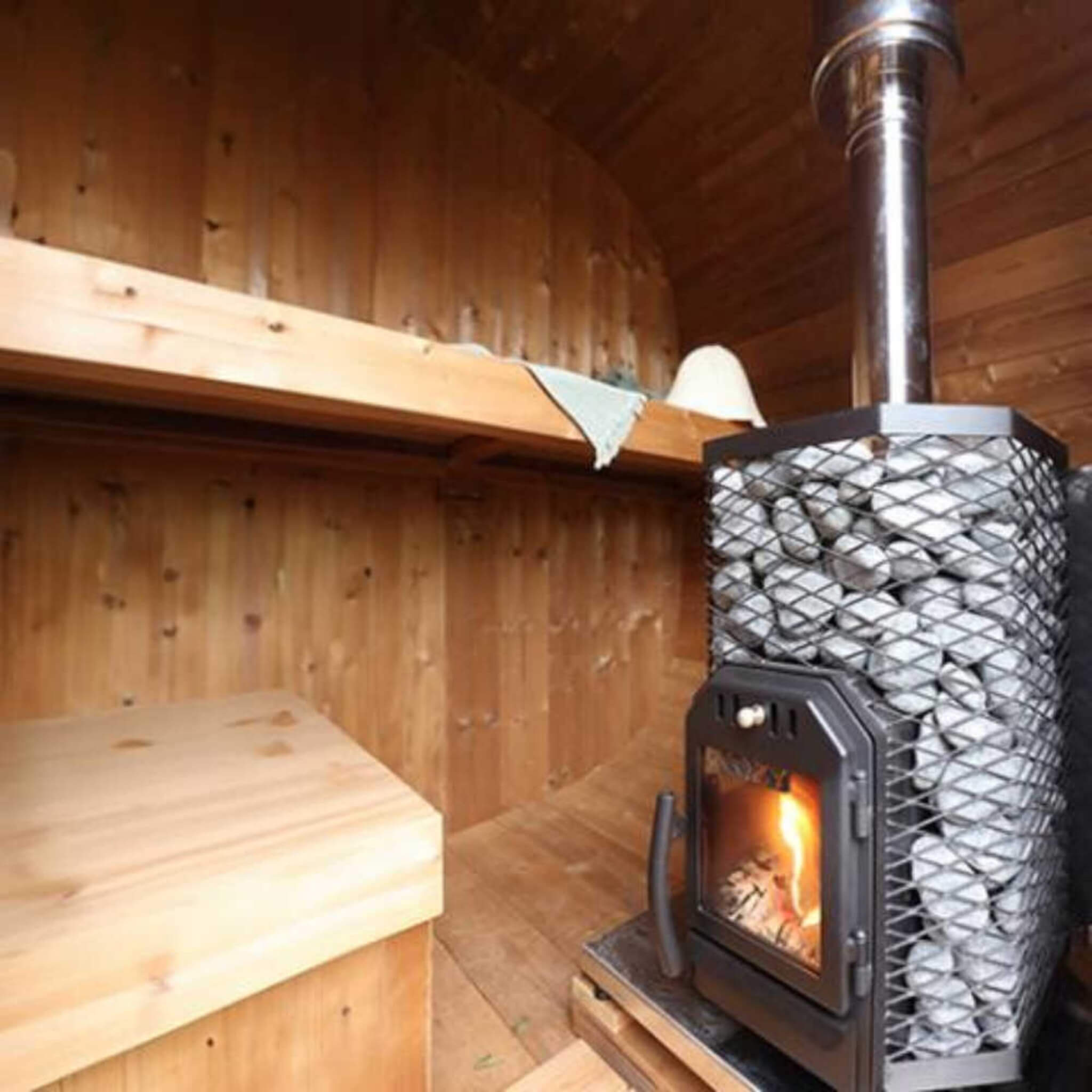 Wood-Burning Floor Mount Sauna Stove With Chimney Kit And Sauna Stones