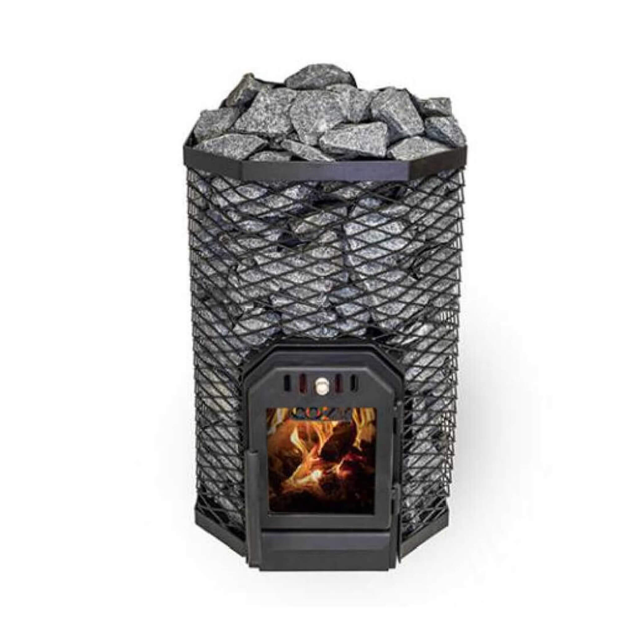 Wood-Burning Floor Mount Sauna Stove With Chimney Kit And Sauna Stones