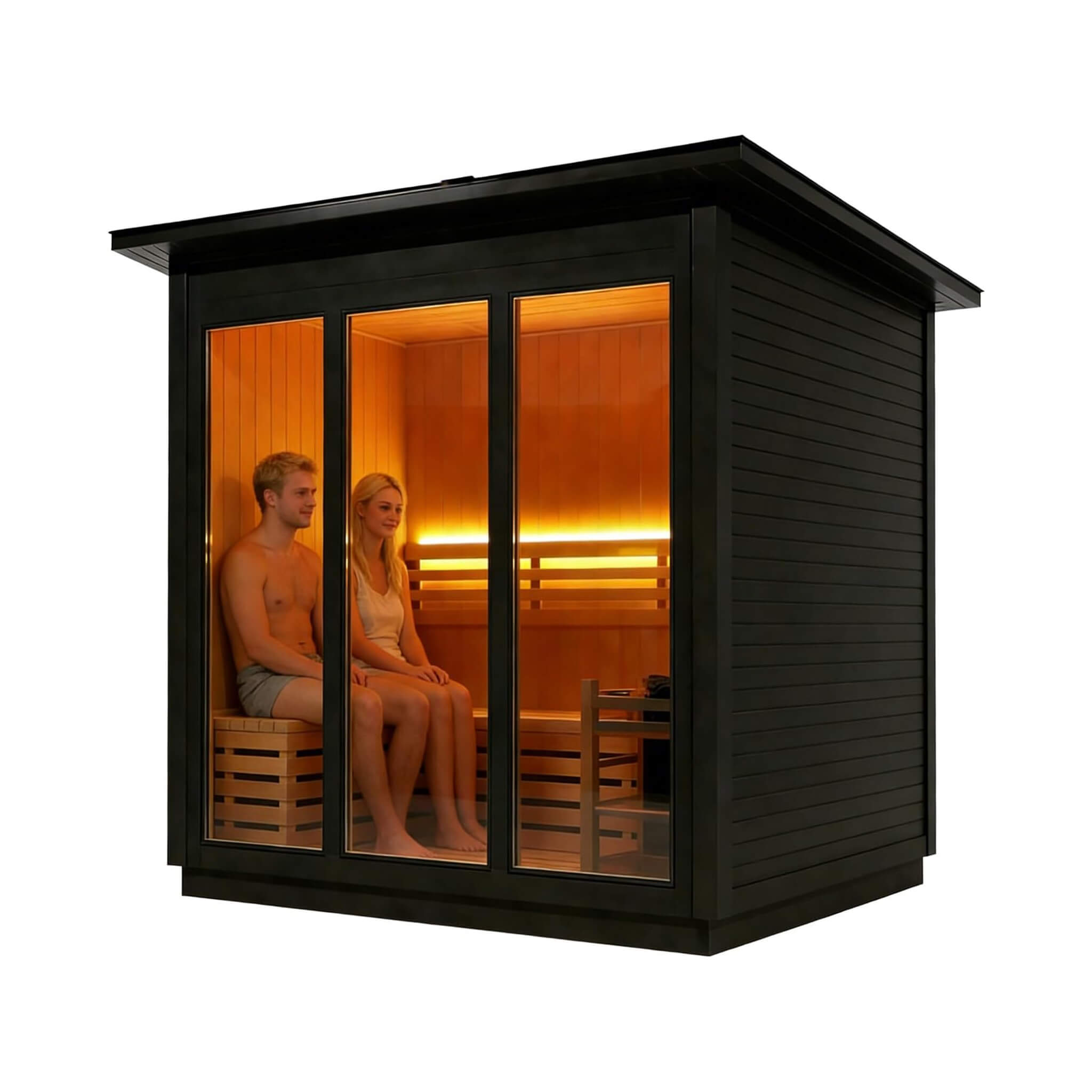 Custom 4-Person Luxury Spruce Outdoor Steam Sauna With Heater And Stones [Made-To-Order]