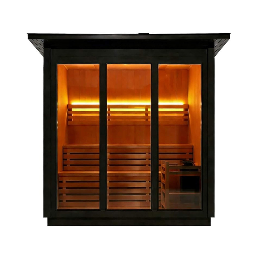 Custom 8-Person Luxury Canadian Hemlock Outdoor Steam Sauna With Heater And Stones [Made-To-Order]