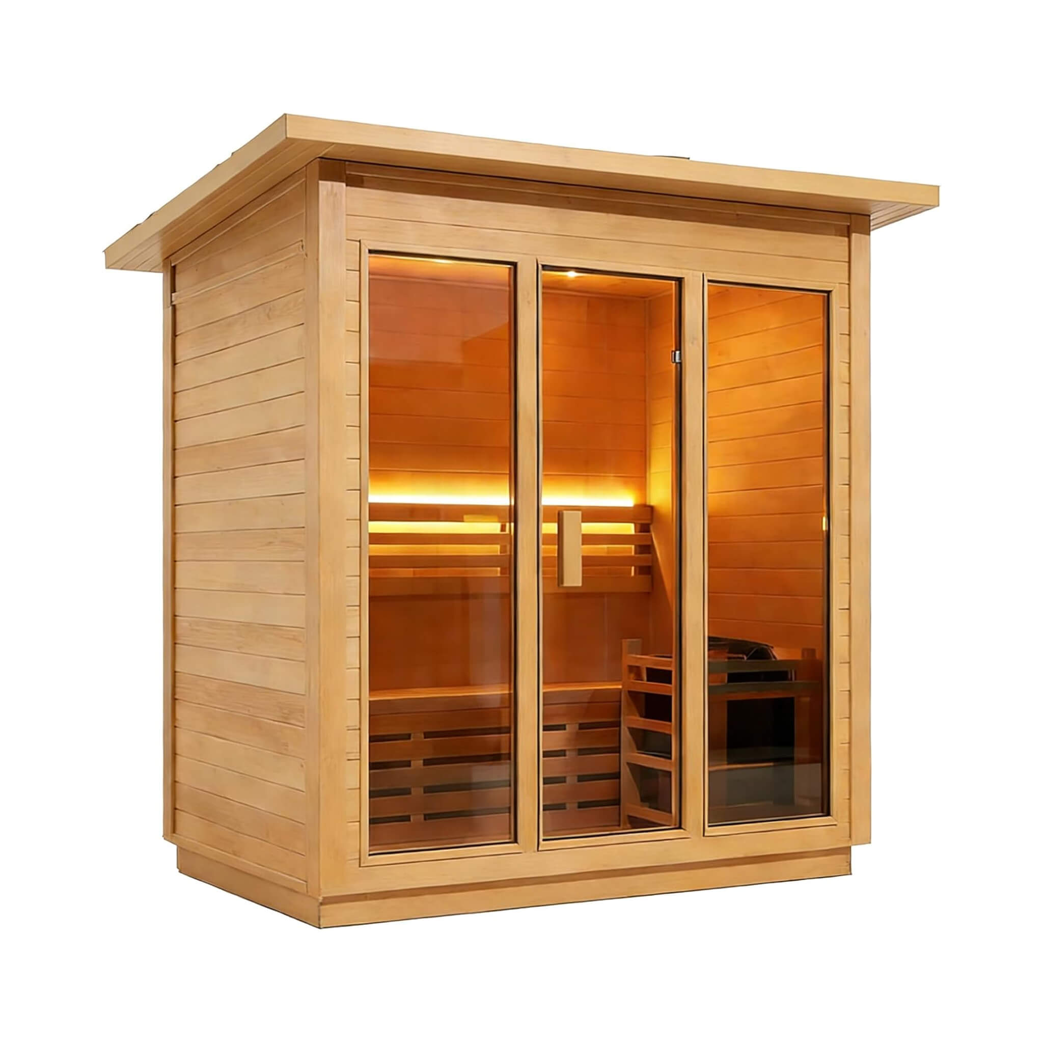 Custom 4-Person Luxury Canadian Hemlock Outdoor Steam Sauna With Heater And Stones [Made-To-Order]