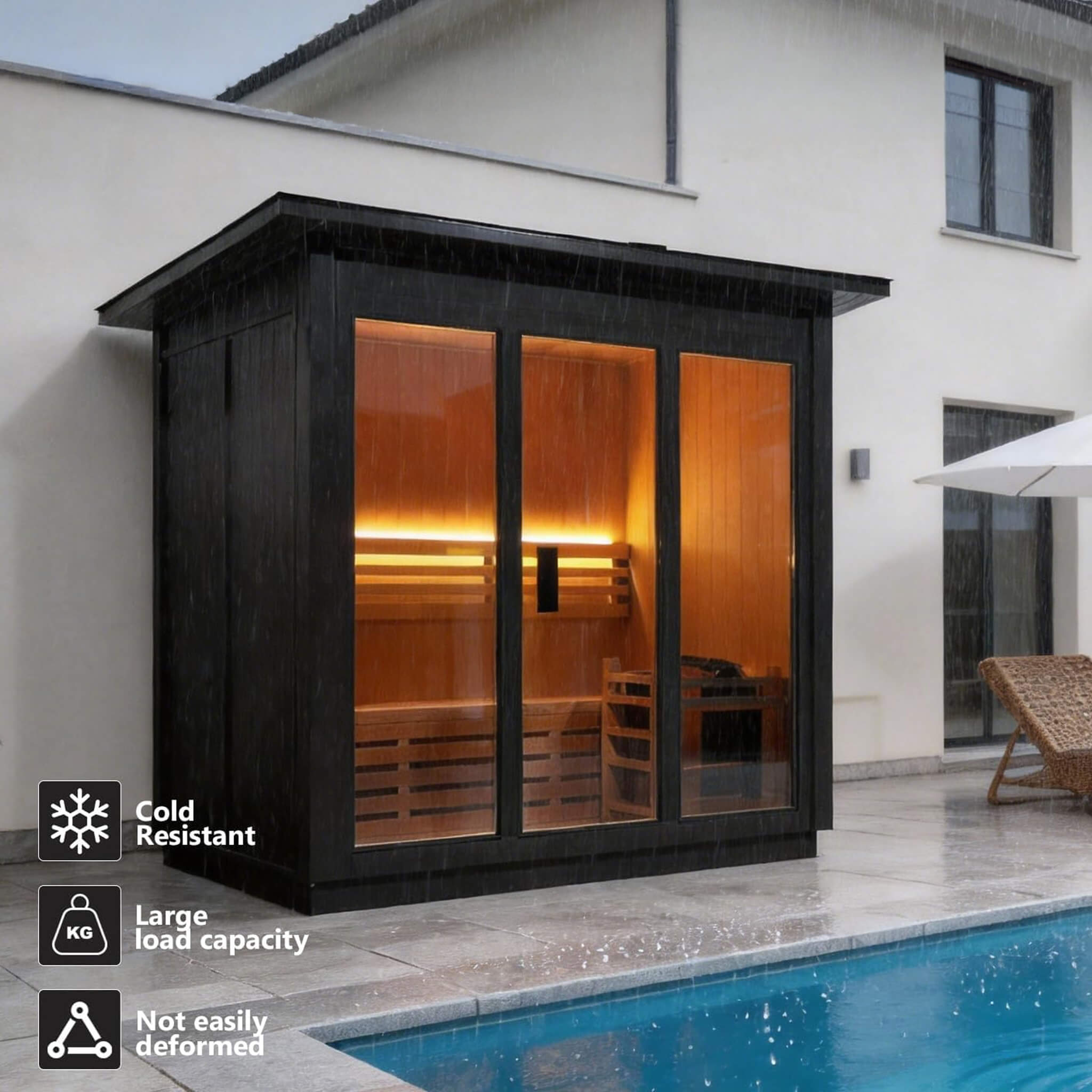 Custom 4-Person Luxury Canadian Hemlock Outdoor Steam Sauna With Heater And Stones [Made-To-Order]