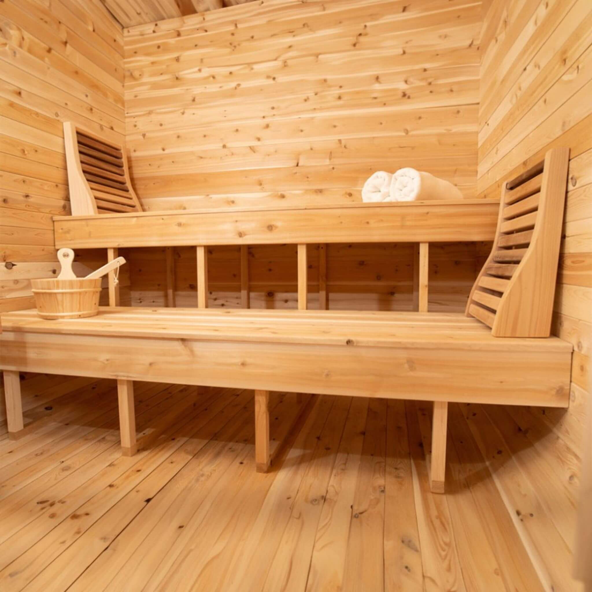 4-Person Canadian Timber Luna Cube Sauna With Sloped Roof And Front Window