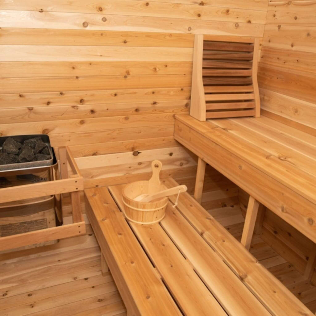 4-Person Canadian Timber Luna Cube Sauna With Sloped Roof And Front Window