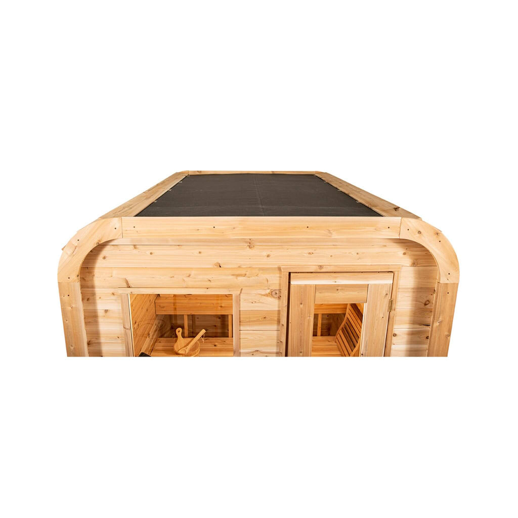 4-Person Canadian Timber Luna Cube Sauna With Sloped Roof And Front Window