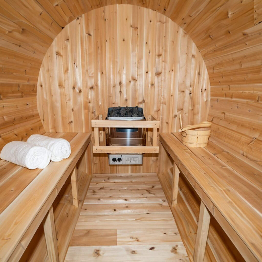 4-Person Canadian Timber Serenity Barrel Sauna With Solid Wood Benches