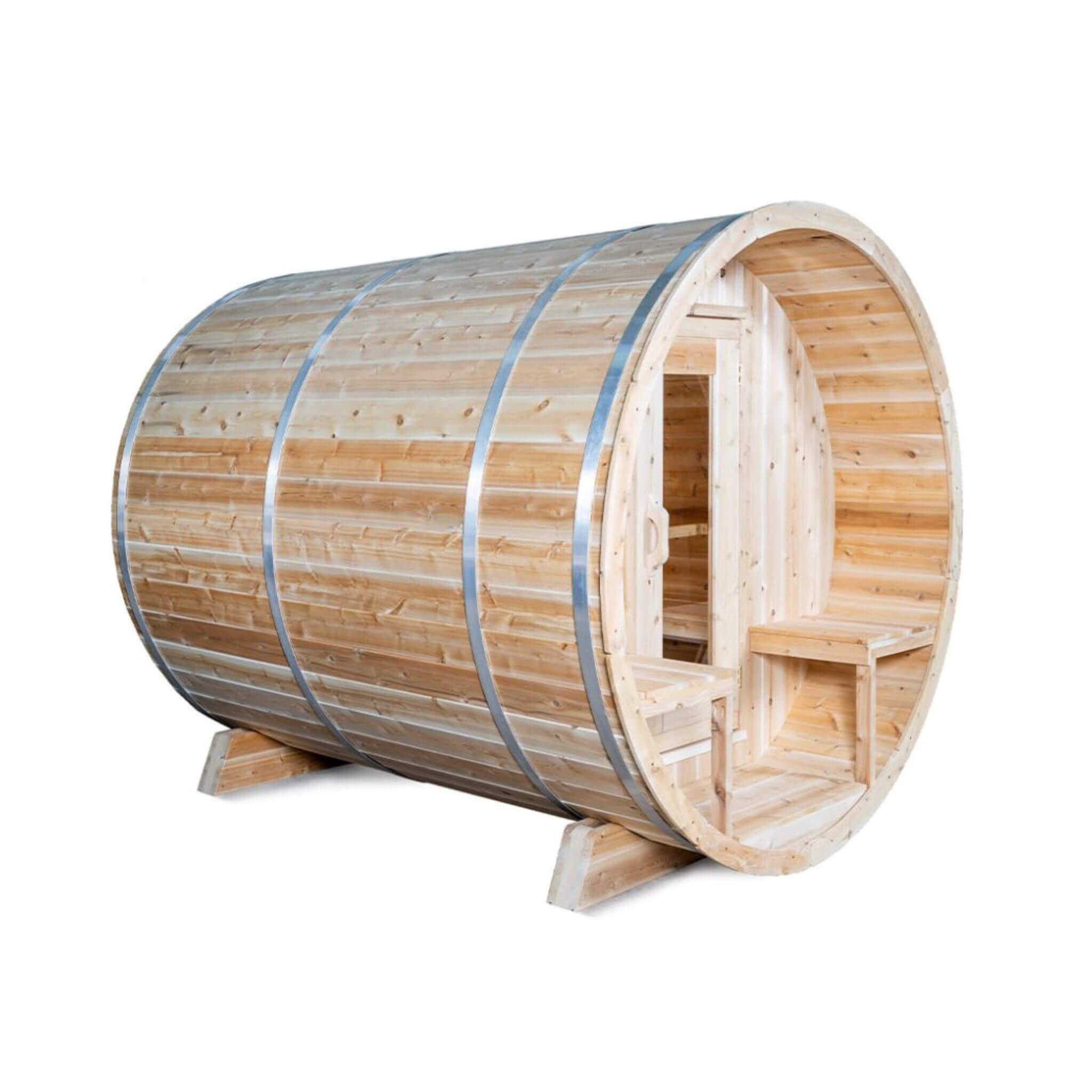 4-Person Canadian Timber Serenity Barrel Sauna With Solid Wood Benches