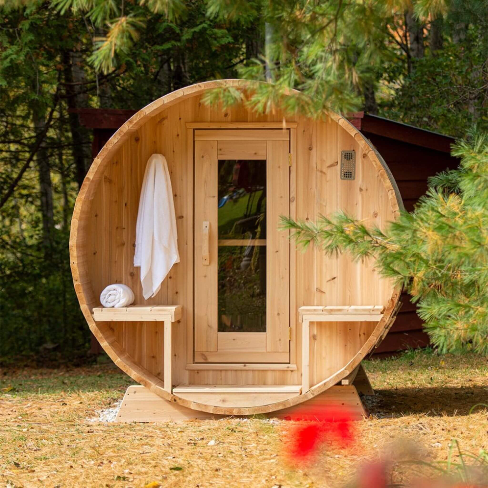 4-Person Canadian Timber Serenity Barrel Sauna With Solid Wood Benches