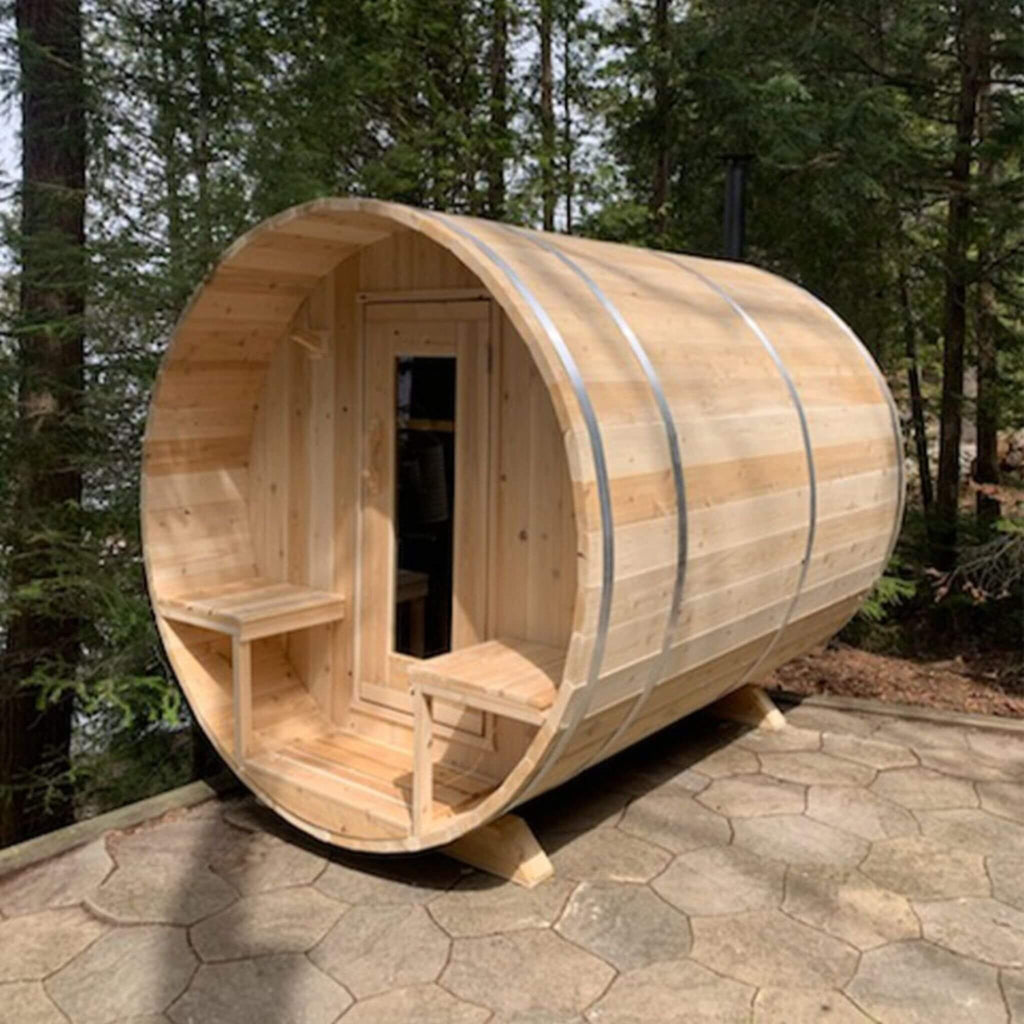 4-Person Canadian Timber Serenity Barrel Sauna With Solid Wood Benches