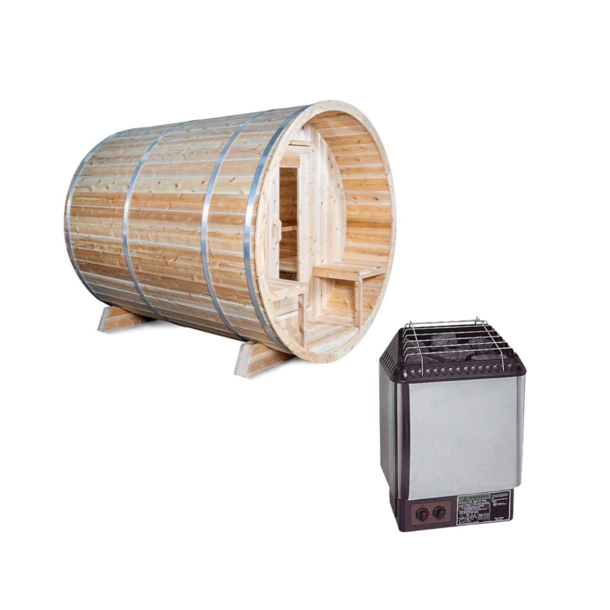 4-Person Canadian Timber Serenity Barrel Sauna With Solid Wood Benches