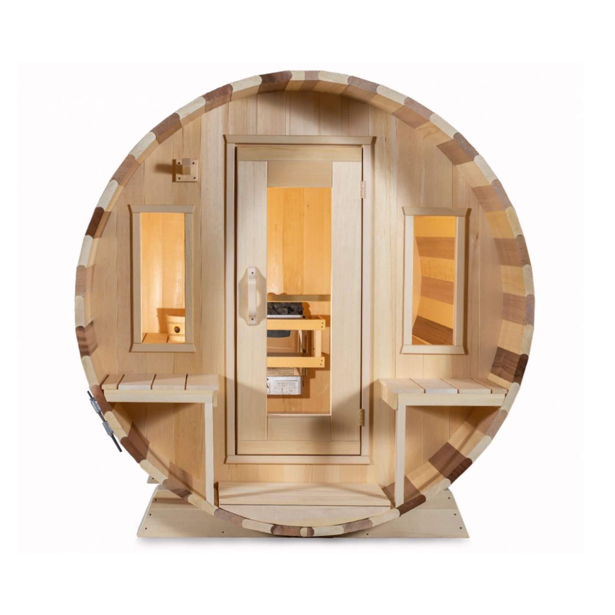 6-Person Canadian Timber Tranquility Barrel Sauna With Front Porch