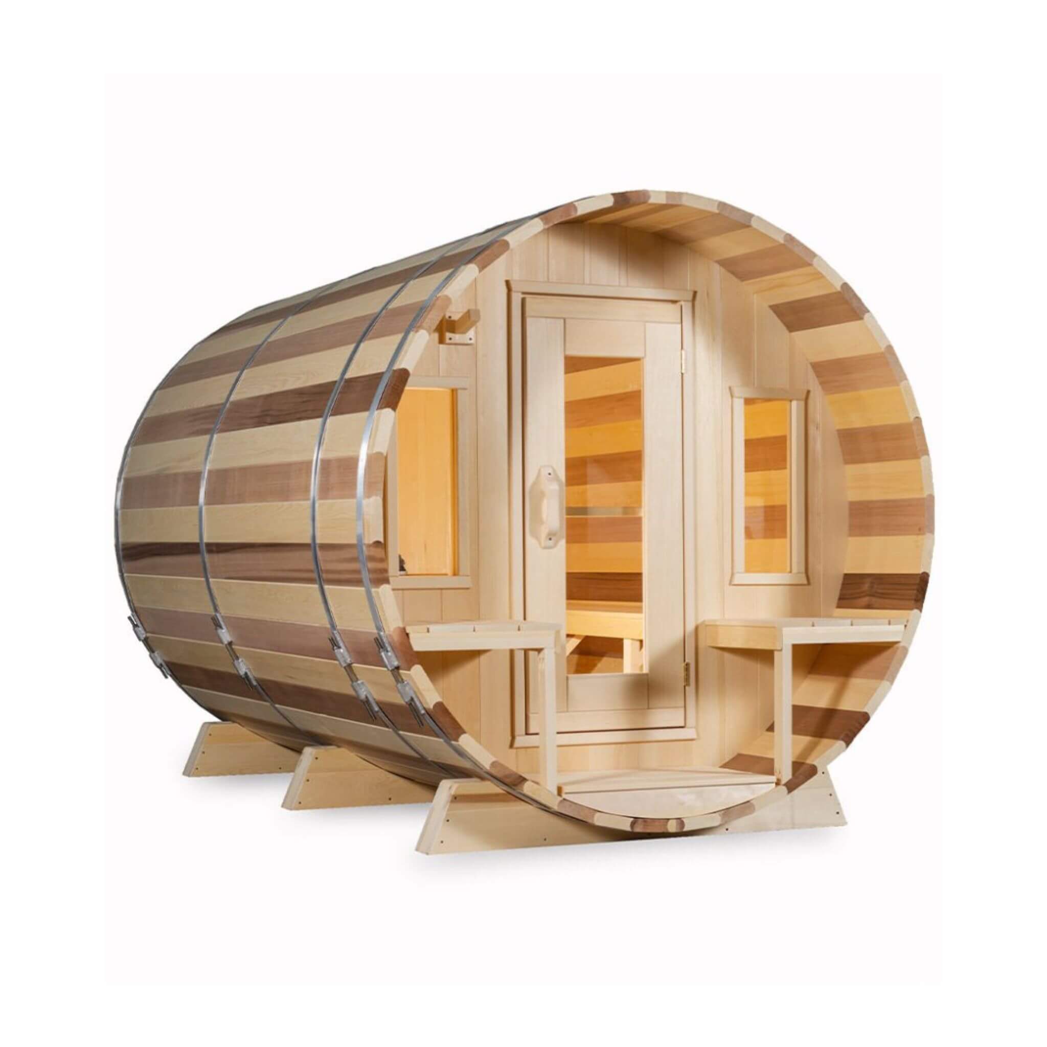 6-Person Canadian Timber Tranquility Barrel Sauna With Front Porch