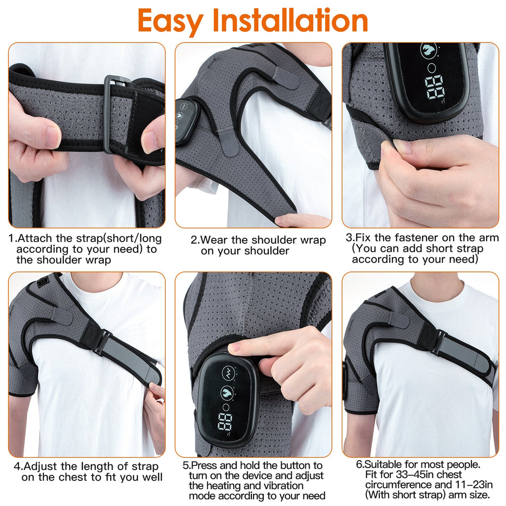 Cordless Rechargeable Heated Shoulder Wrap Massager Shoulder Brace