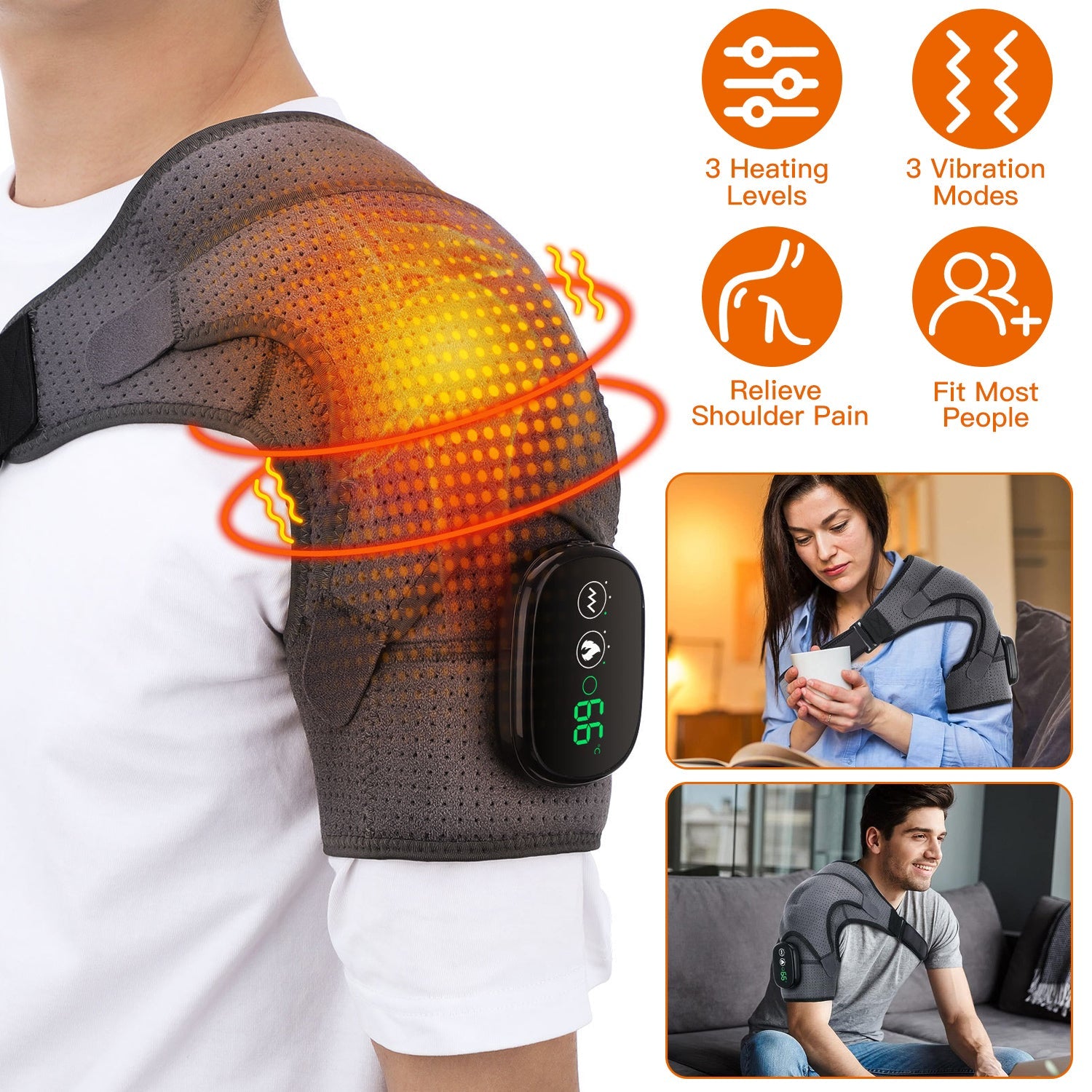 Cordless Rechargeable Heated Shoulder Wrap Massager Shoulder Brace