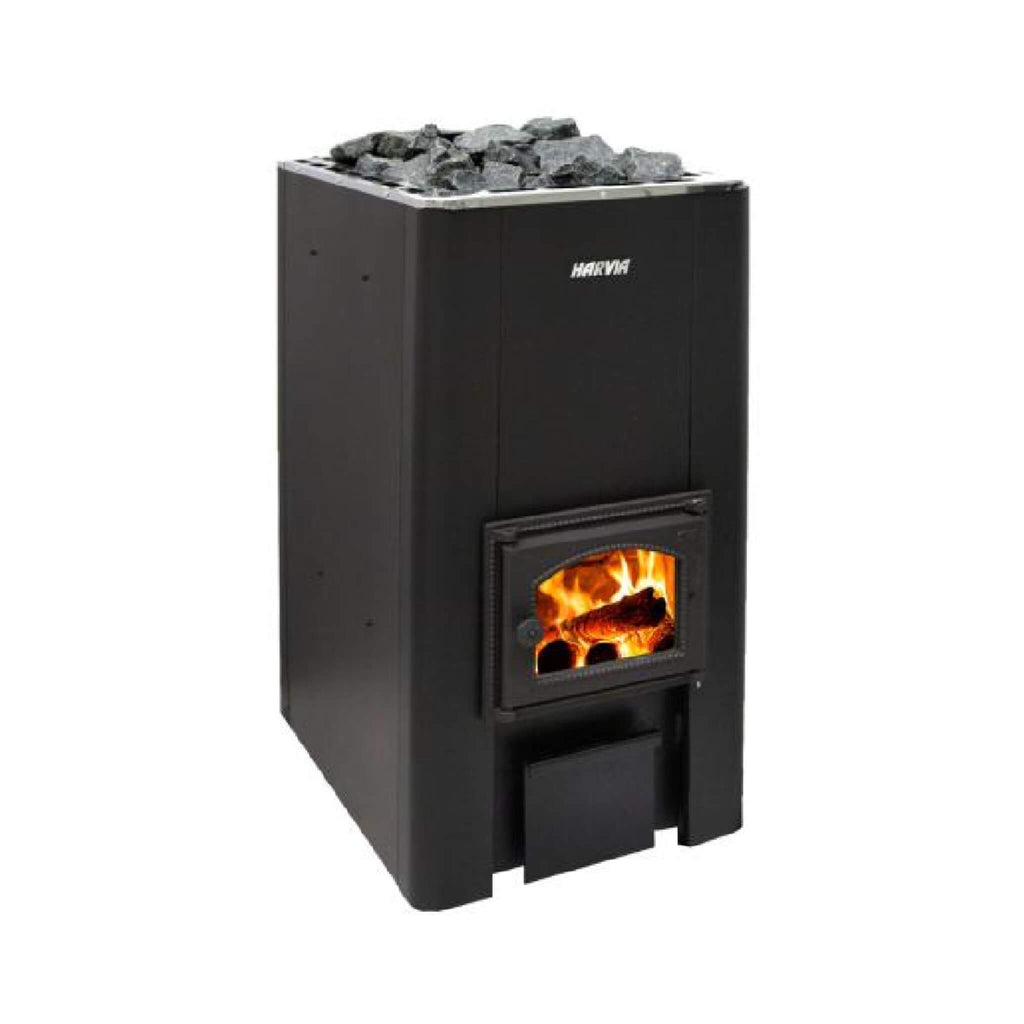 Black Floor Mount Wood-Burning Sauna Stove With Sauna Stones