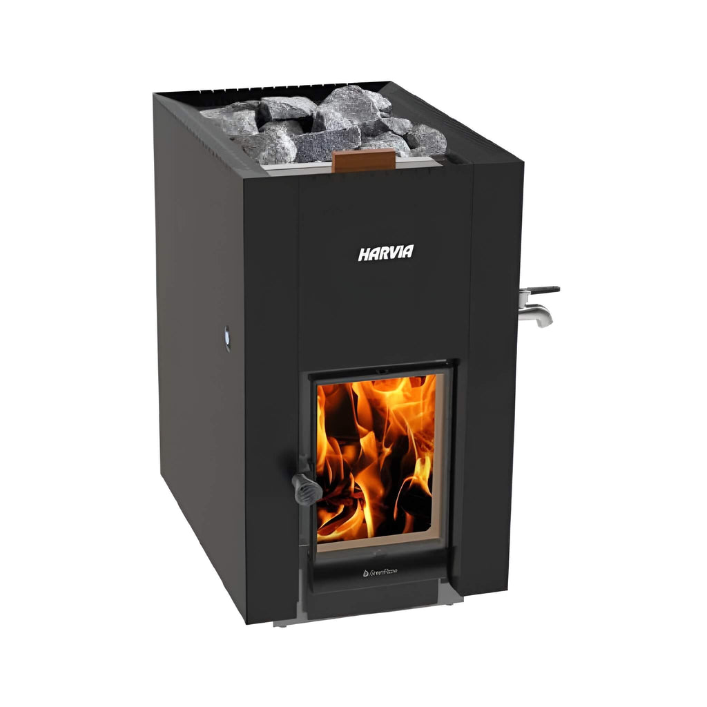 Linear Black Wood Sauna Stove With Sauna Stones