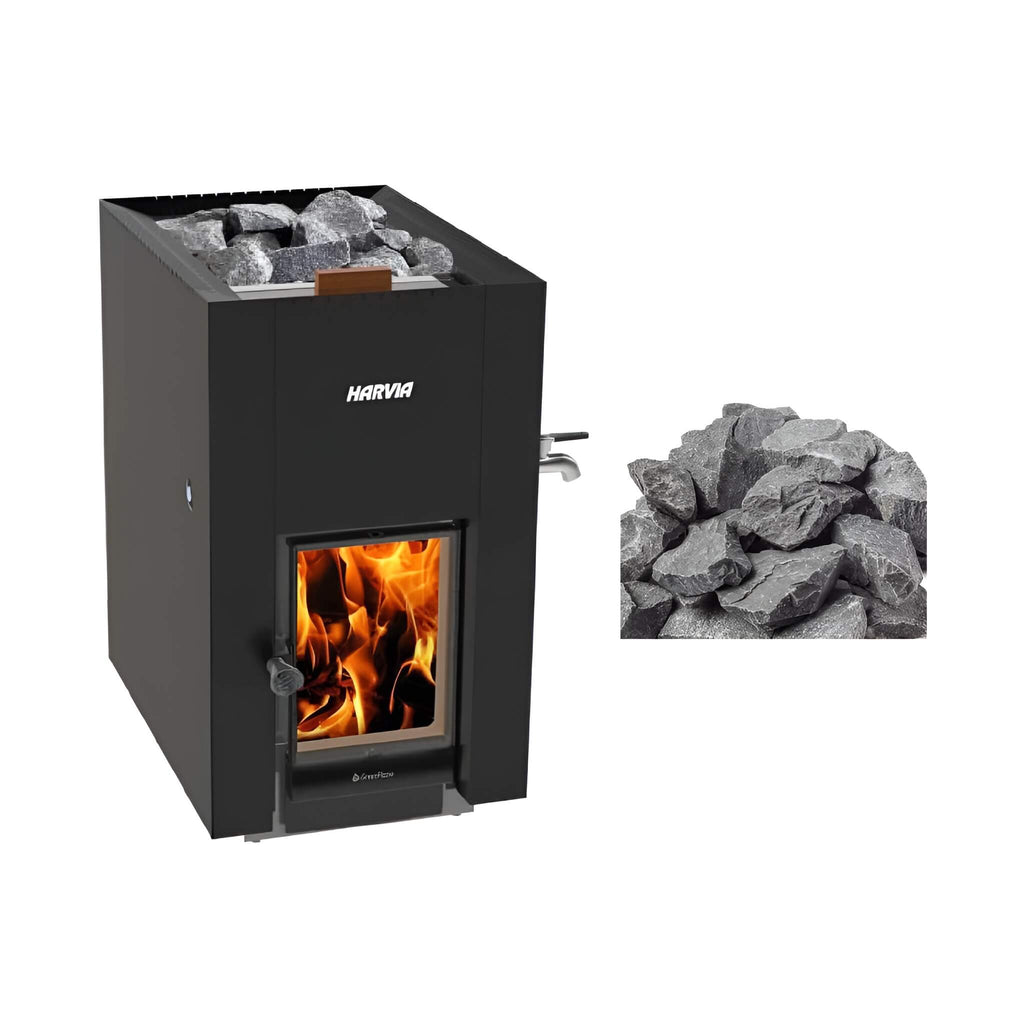 Linear Black Wood Sauna Stove With Sauna Stones