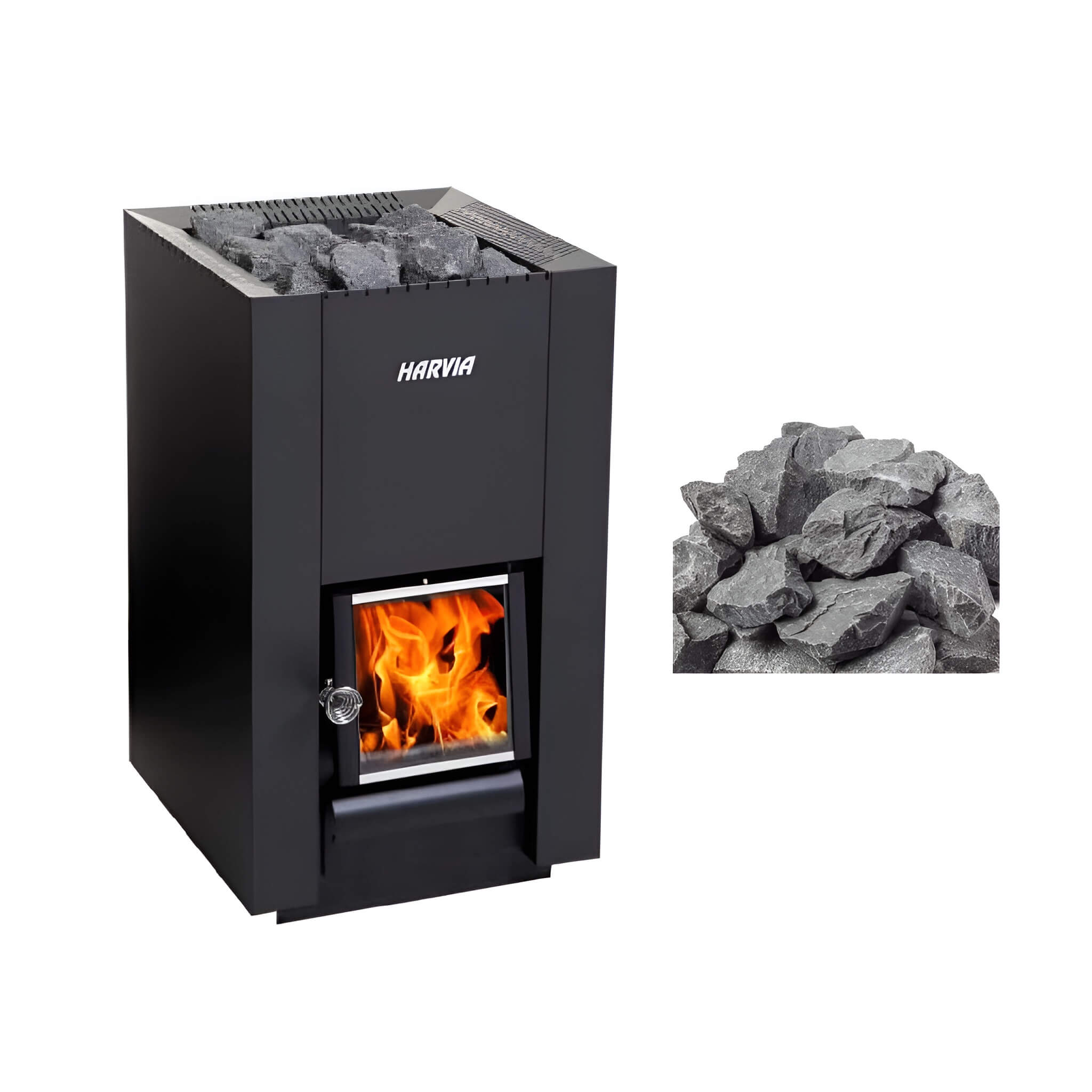Linear Black Wood Sauna Stove With Sauna Stones