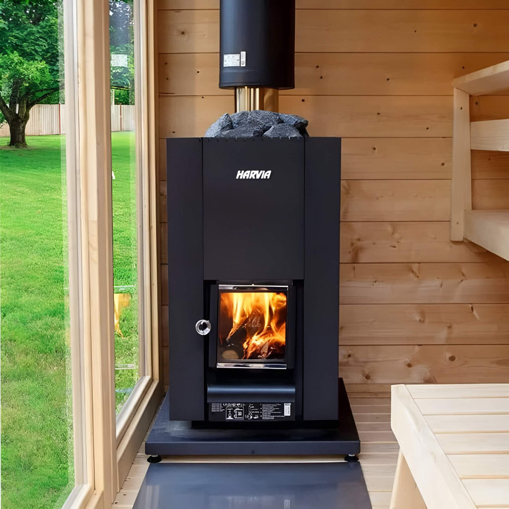 Linear Black Wood Sauna Stove With Sauna Stones