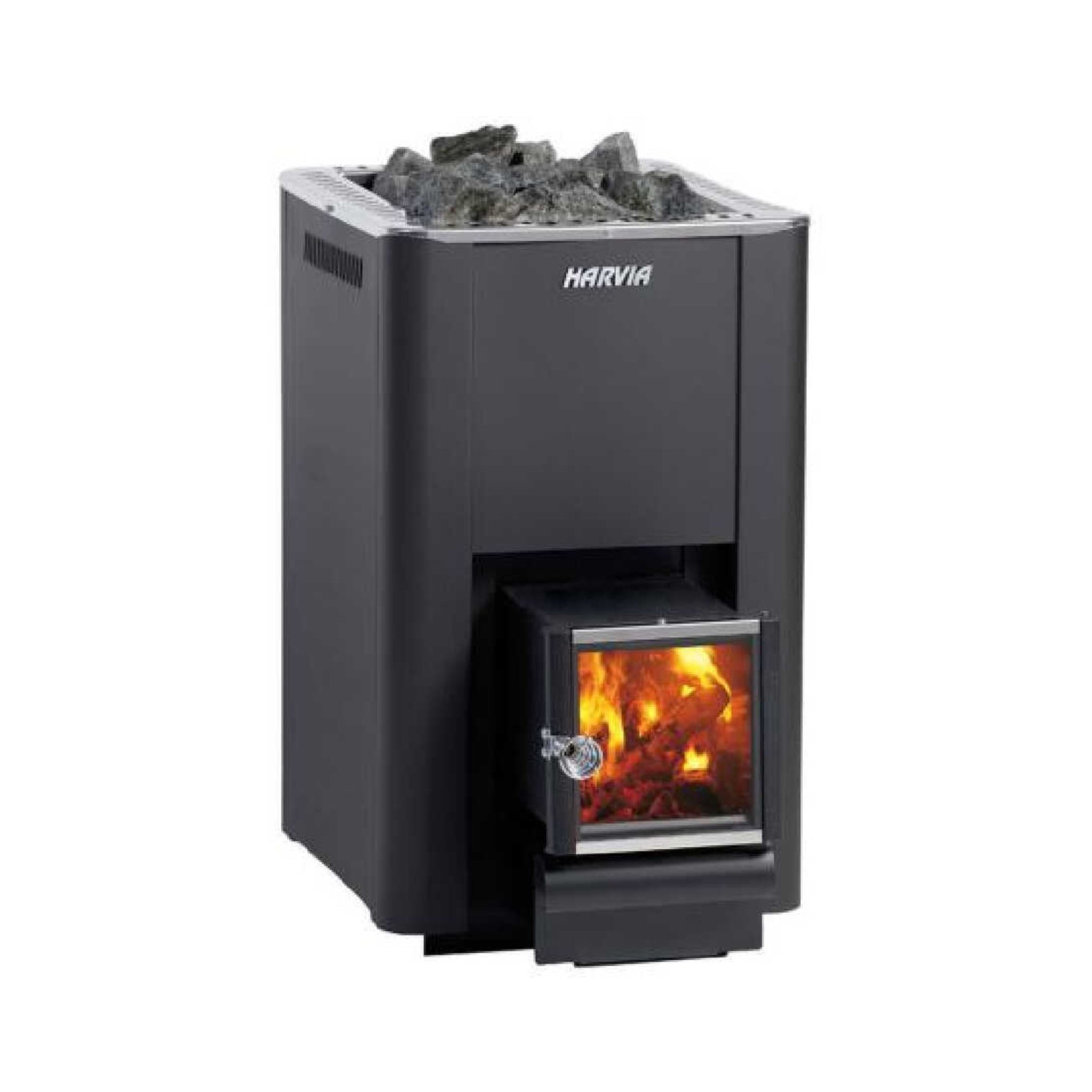 Wood-Burning Sauna Stove With Exterior Feed & Sauna Stones