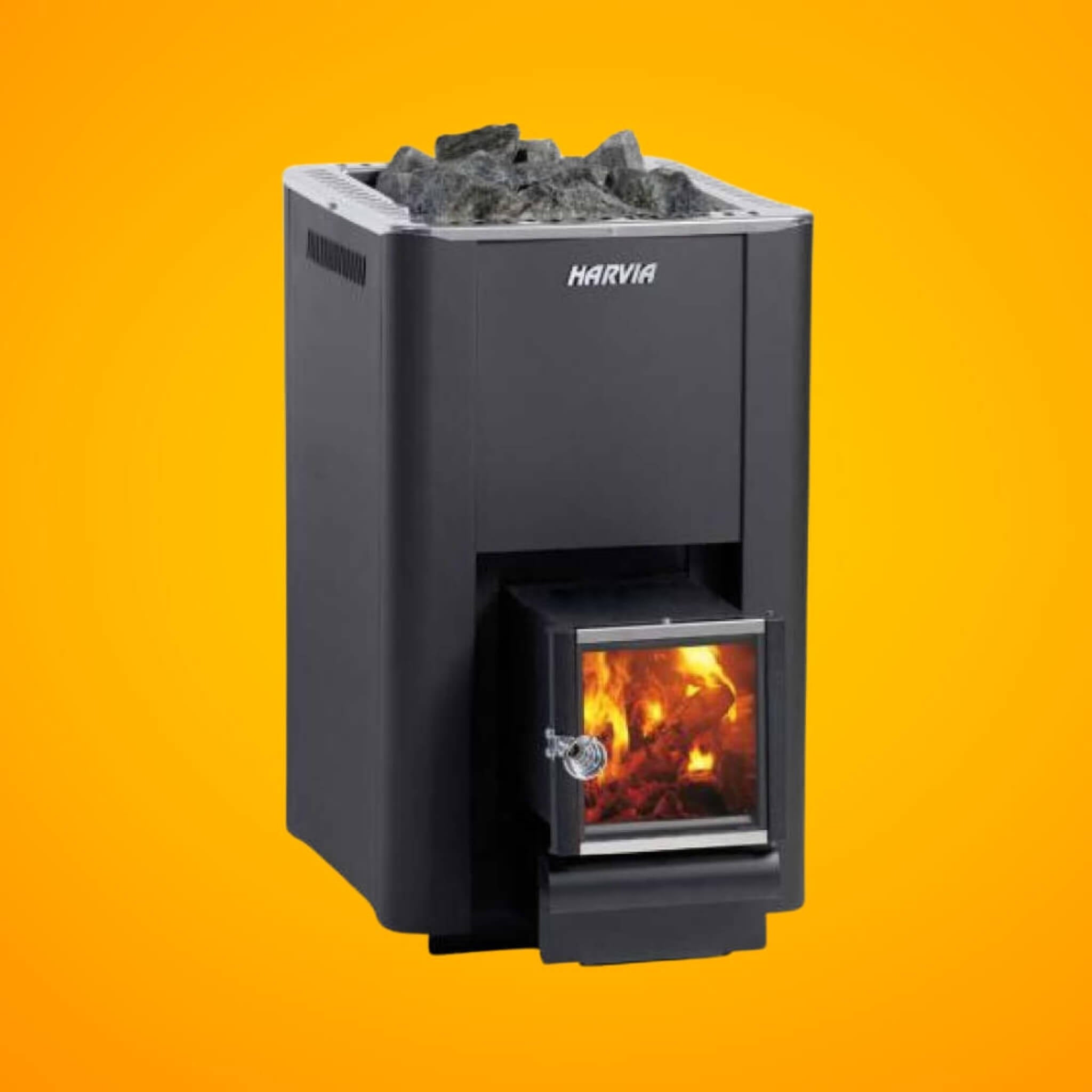 Wood-Burning Sauna Stove With Exterior Feed & Sauna Stones