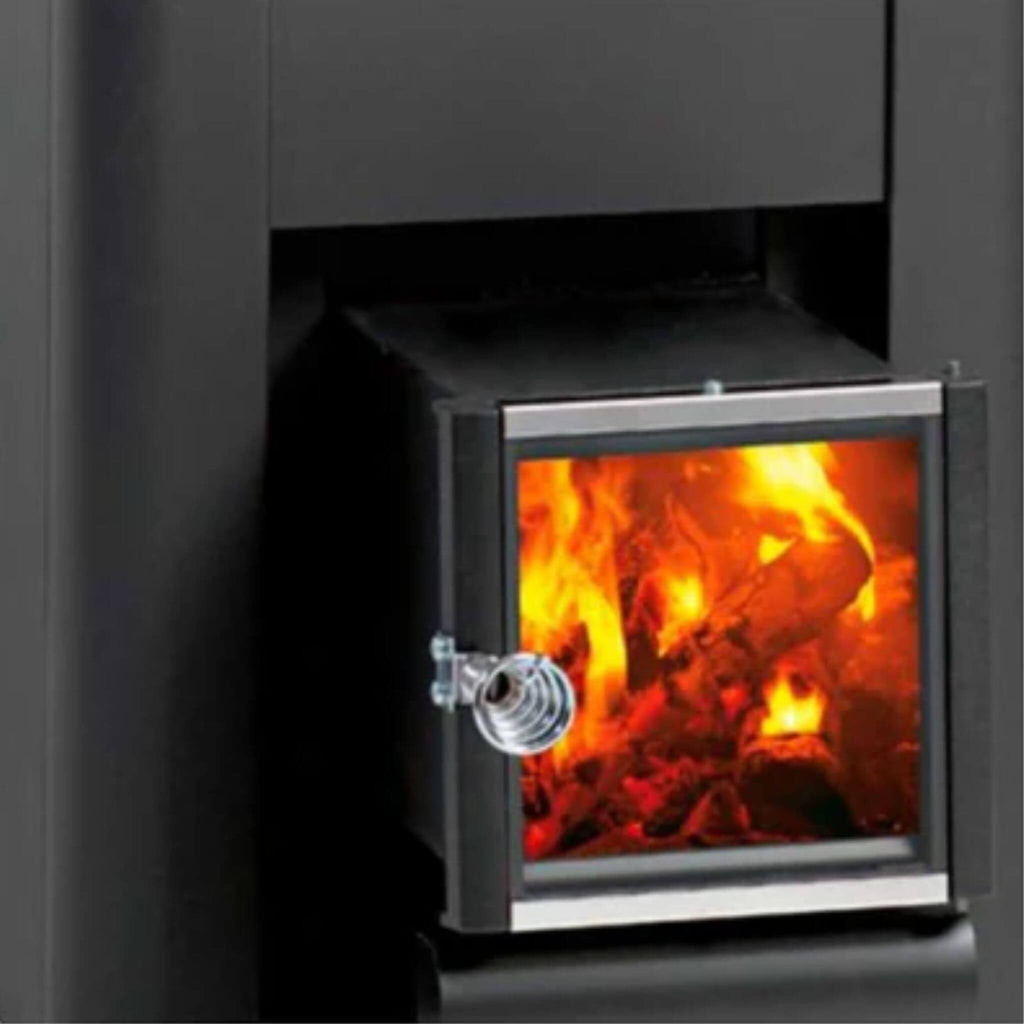 Wood-Burning Sauna Stove With Exterior Feed & Sauna Stones