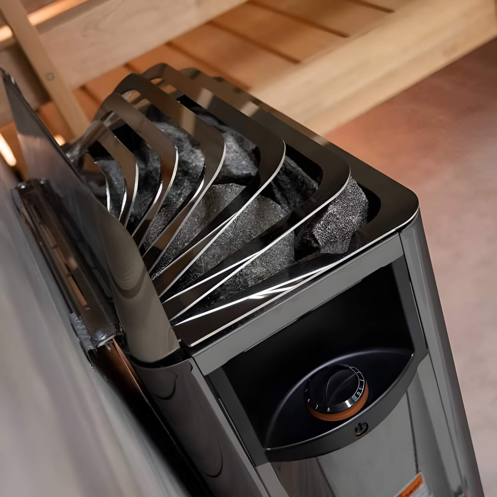 Stainless Steel Built-In Wall Mount Sauna Heater With Illuminated Controls & Sauna Stones