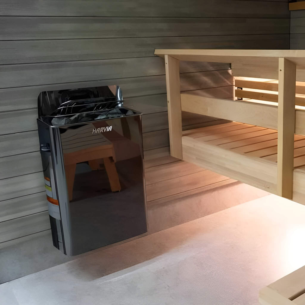 Stainless Steel Built-In Wall Mount Sauna Heater With Illuminated Controls & Sauna Stones