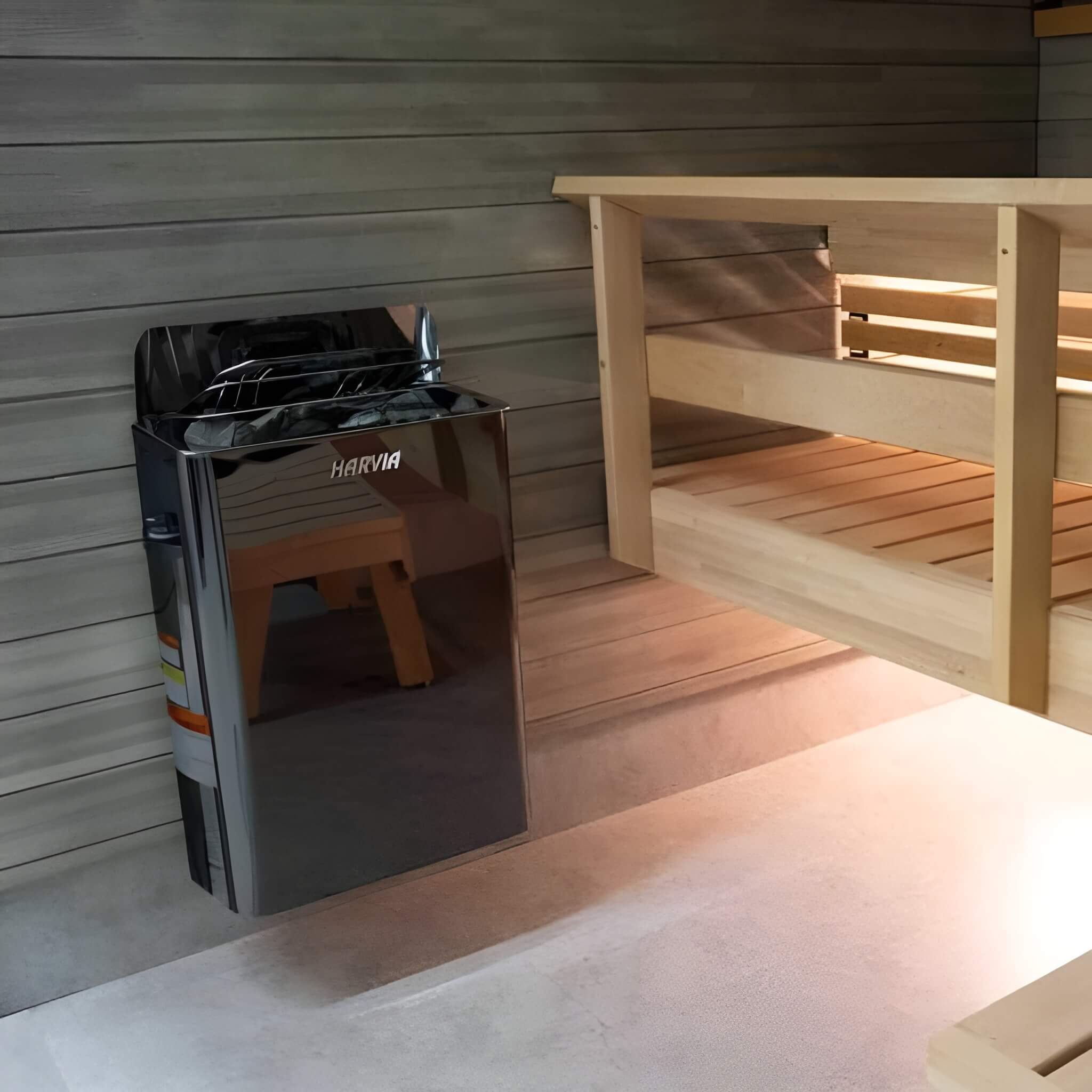 Stainless Steel Built-In Wall Mount Sauna Heater With Illuminated Controls & Sauna Stones
