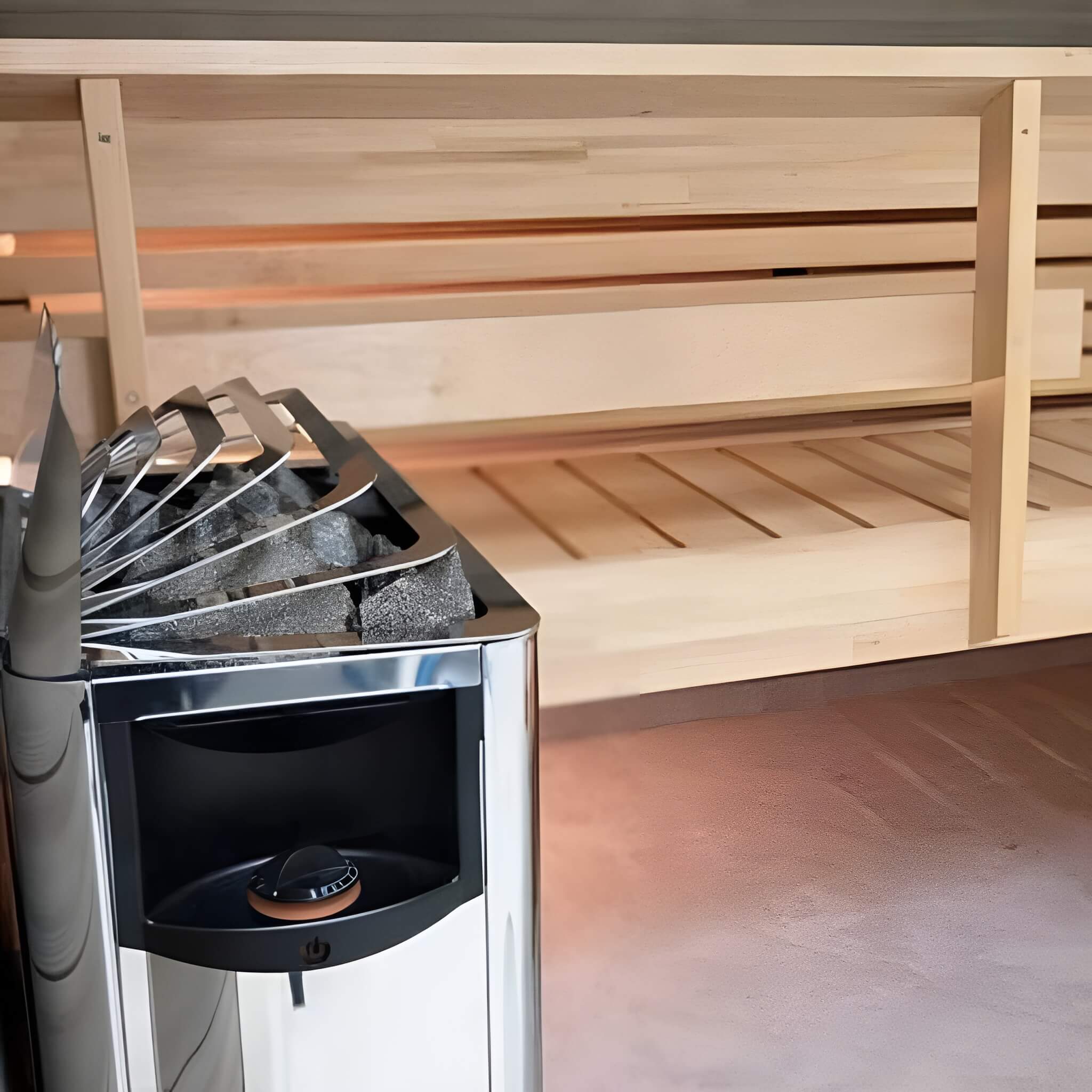 Stainless Steel Built-In Wall Mount Sauna Heater With Illuminated Controls & Sauna Stones