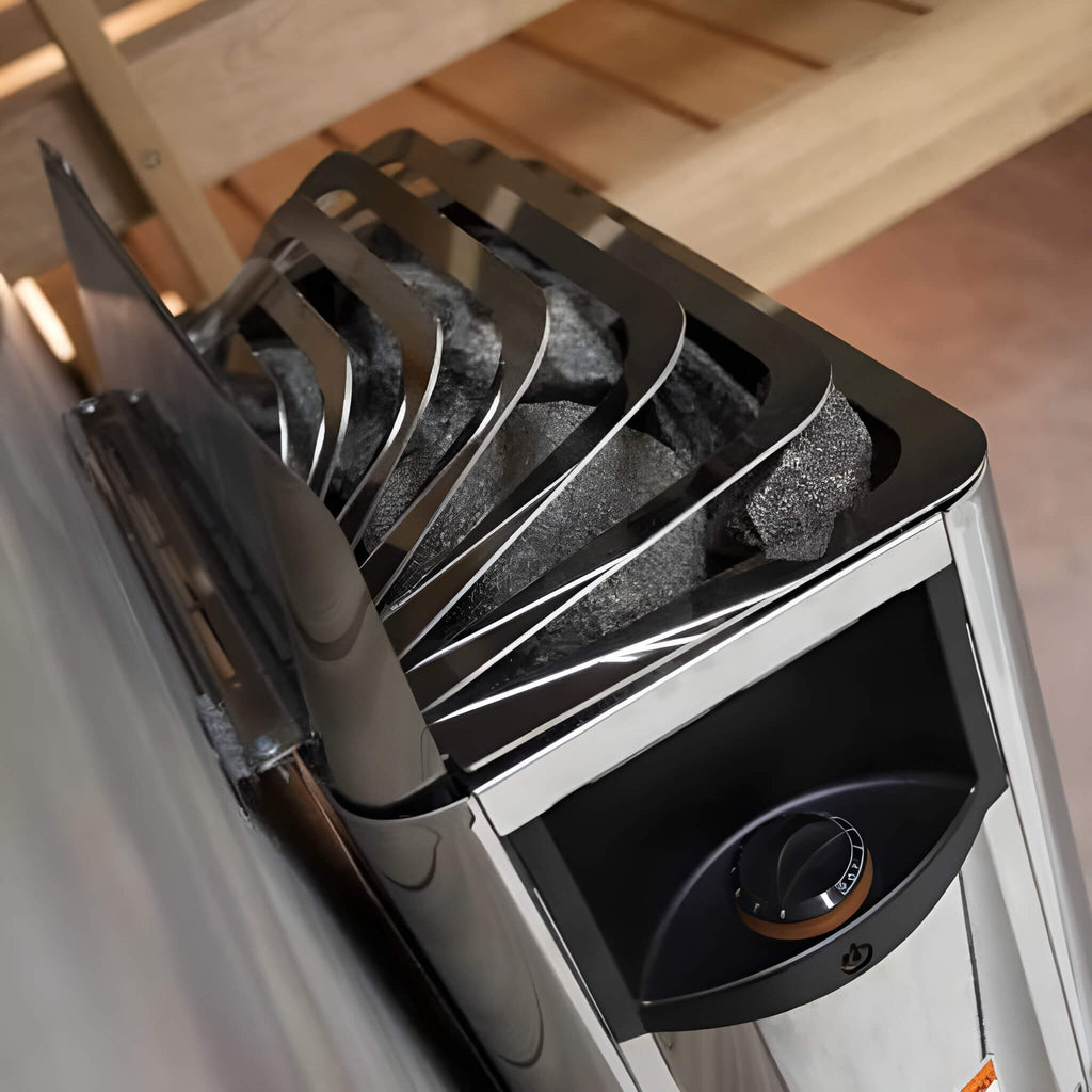 Stainless Steel Built-In Wall Mount Sauna Heater With Illuminated Controls & Sauna Stones