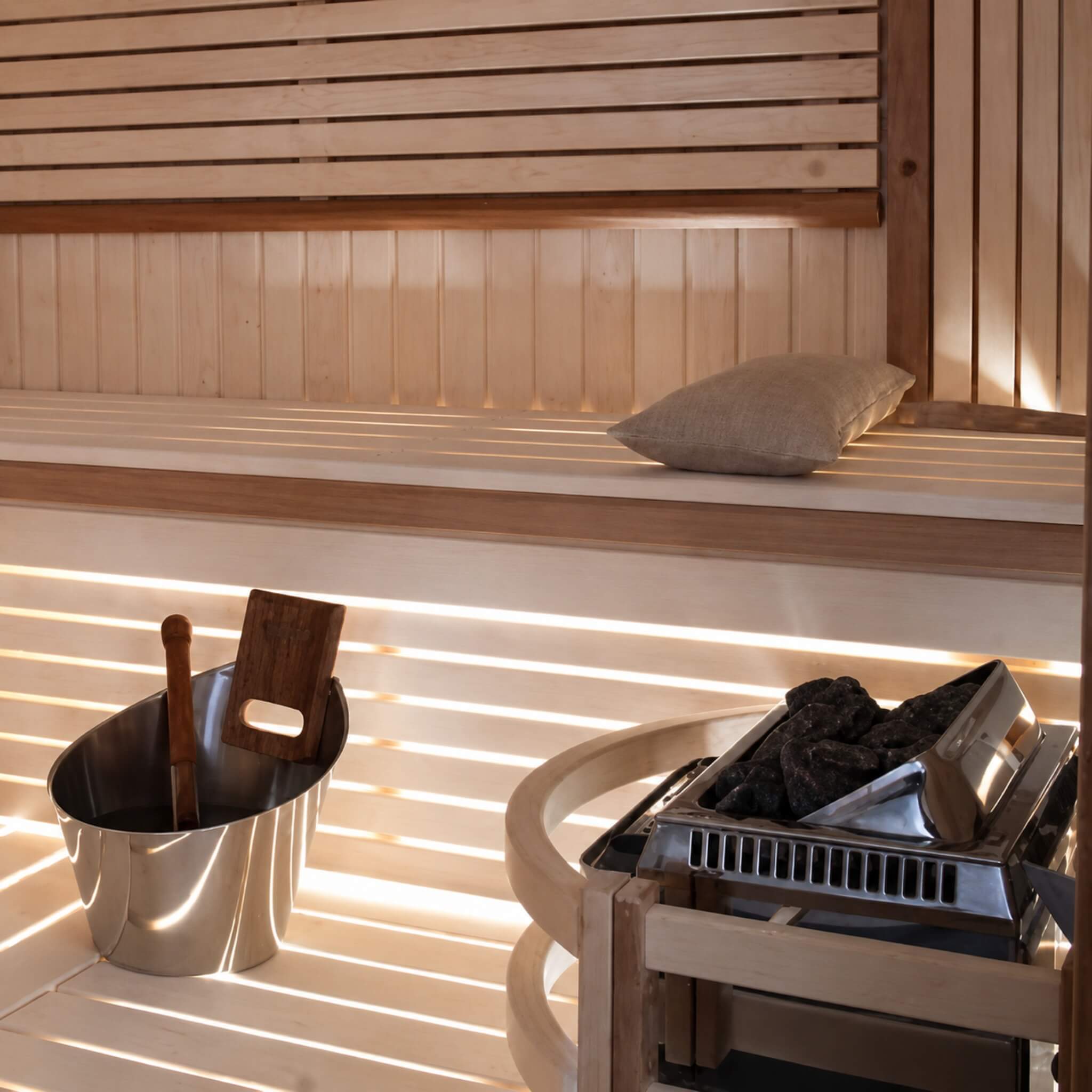Stainless Steel Sauna Heater With Built-In Temperature Controls & Sauna Stones