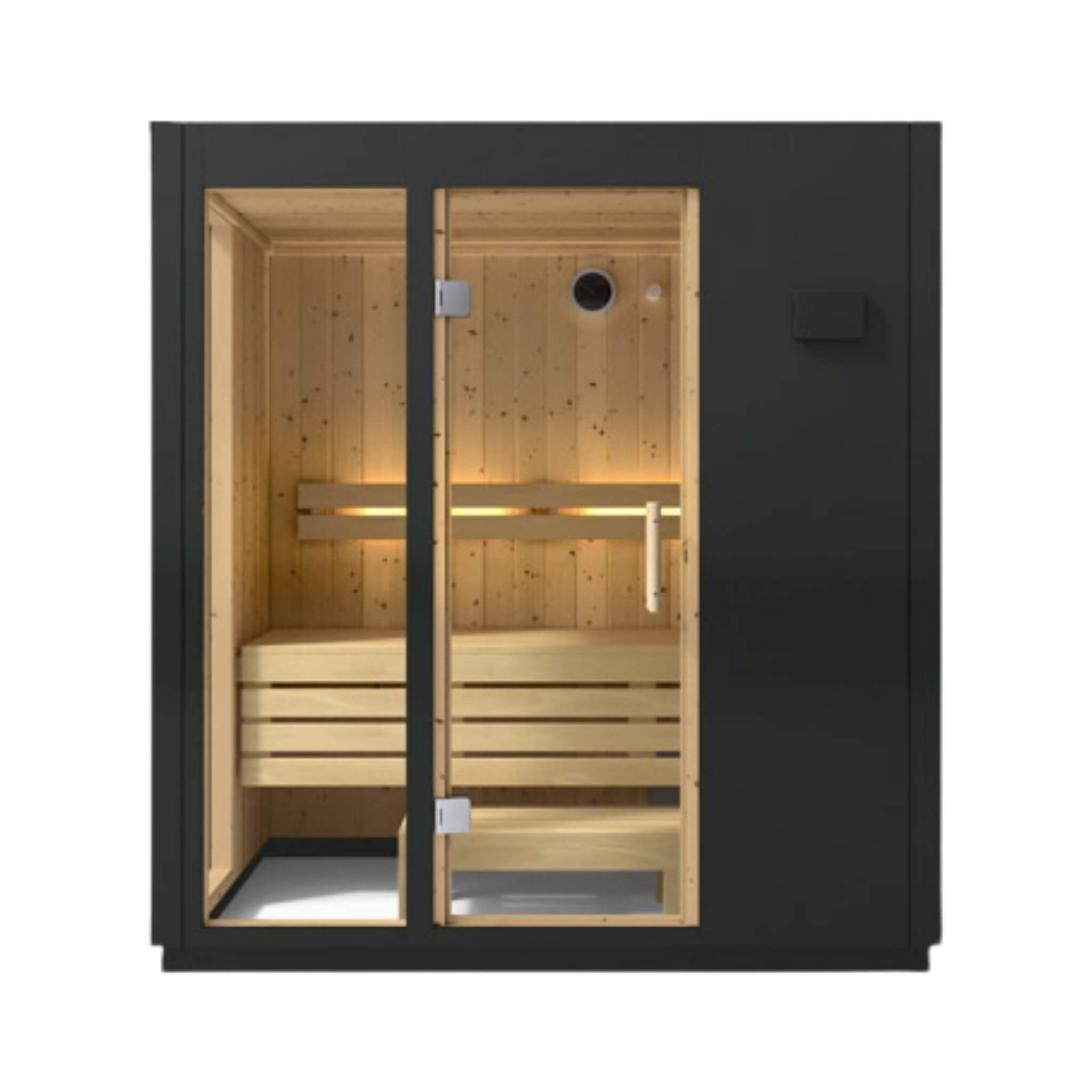 Indoor Graphite Gray Freestanding Alcove Design Sauna Kit