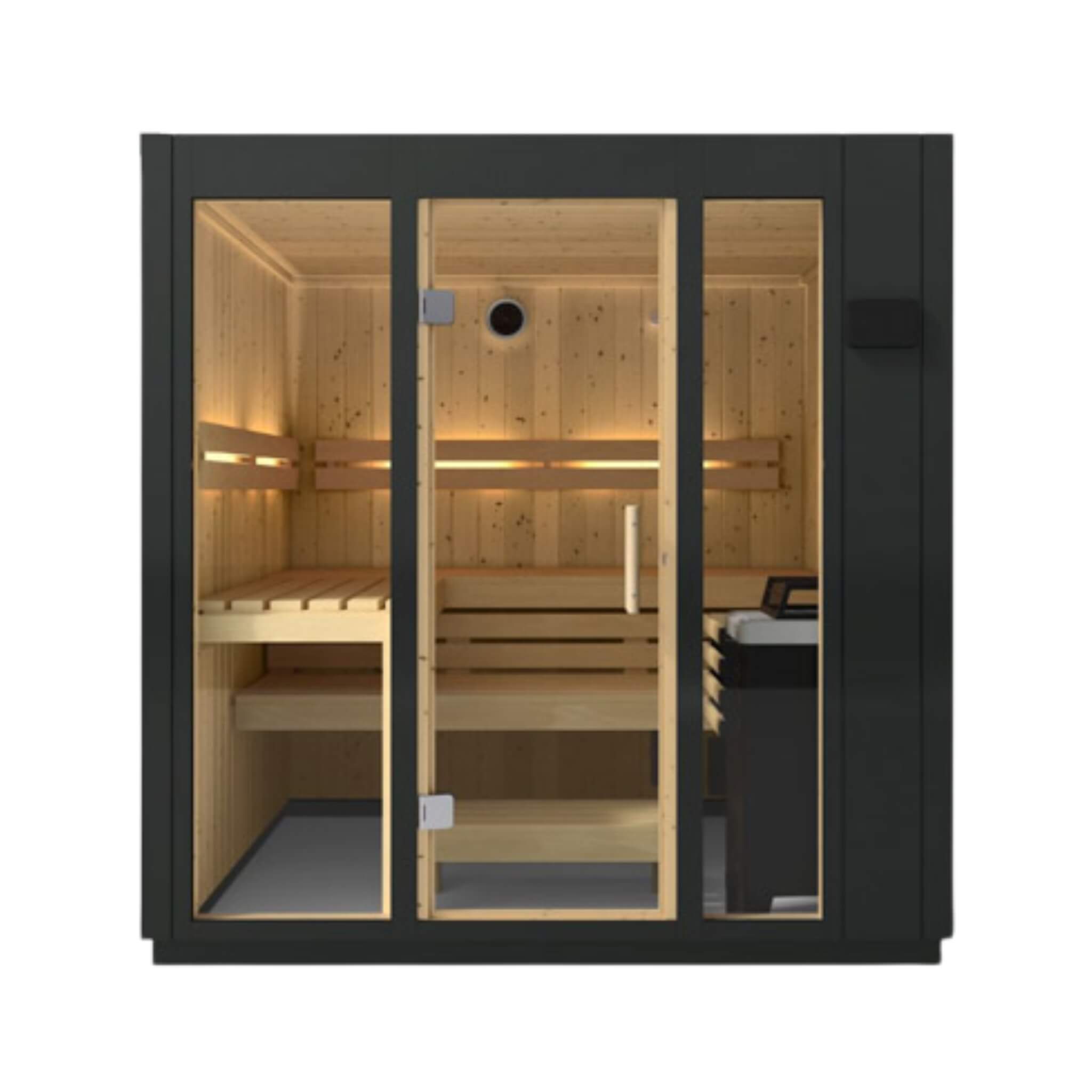 Indoor Graphite Gray Freestanding Alcove Design Sauna Kit
