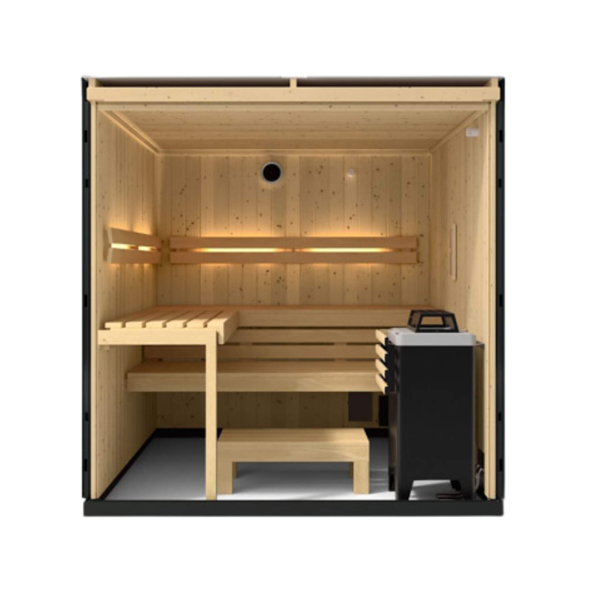 Indoor Graphite Gray Freestanding Alcove Design Sauna Kit