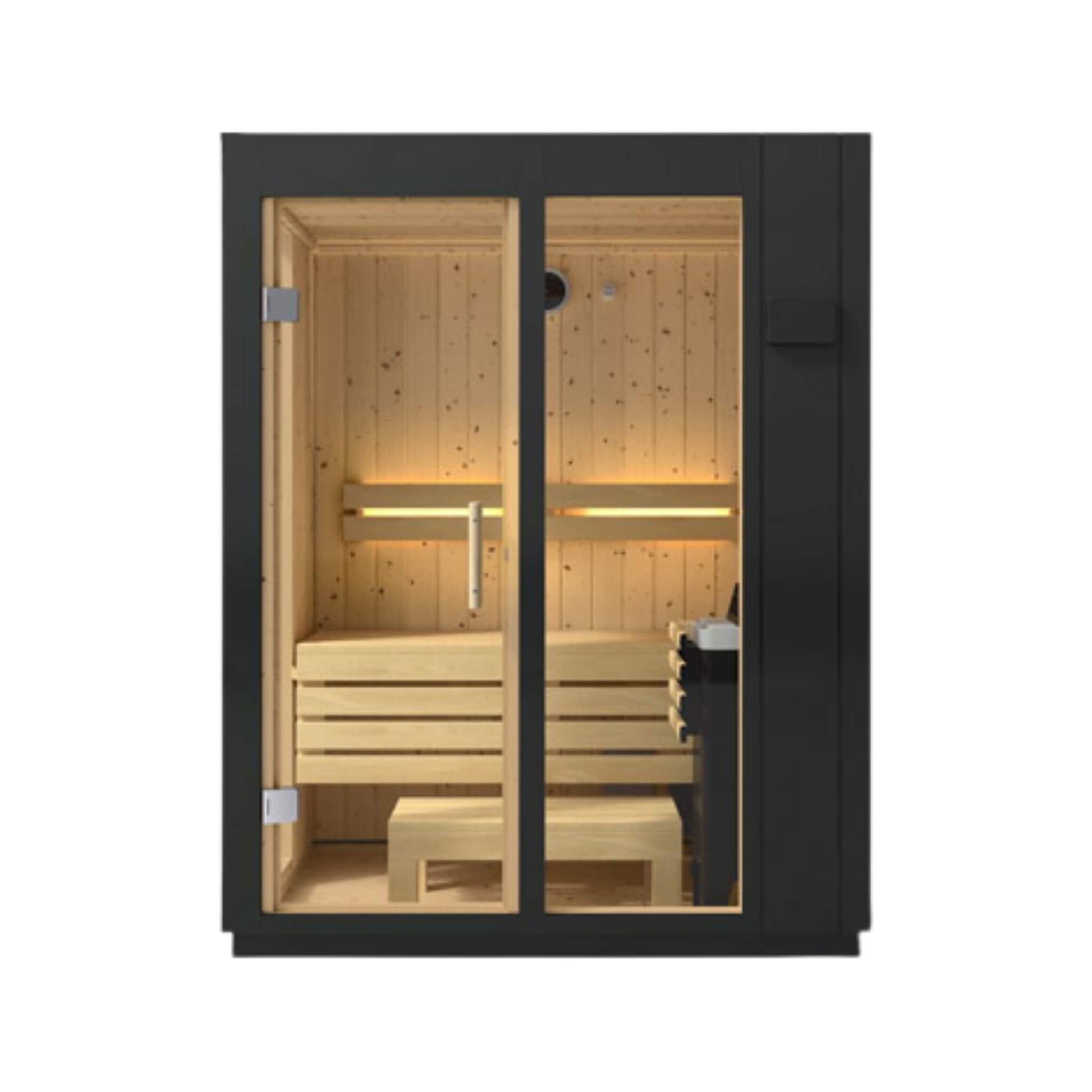 Indoor Graphite Gray Freestanding Alcove Design Sauna Kit