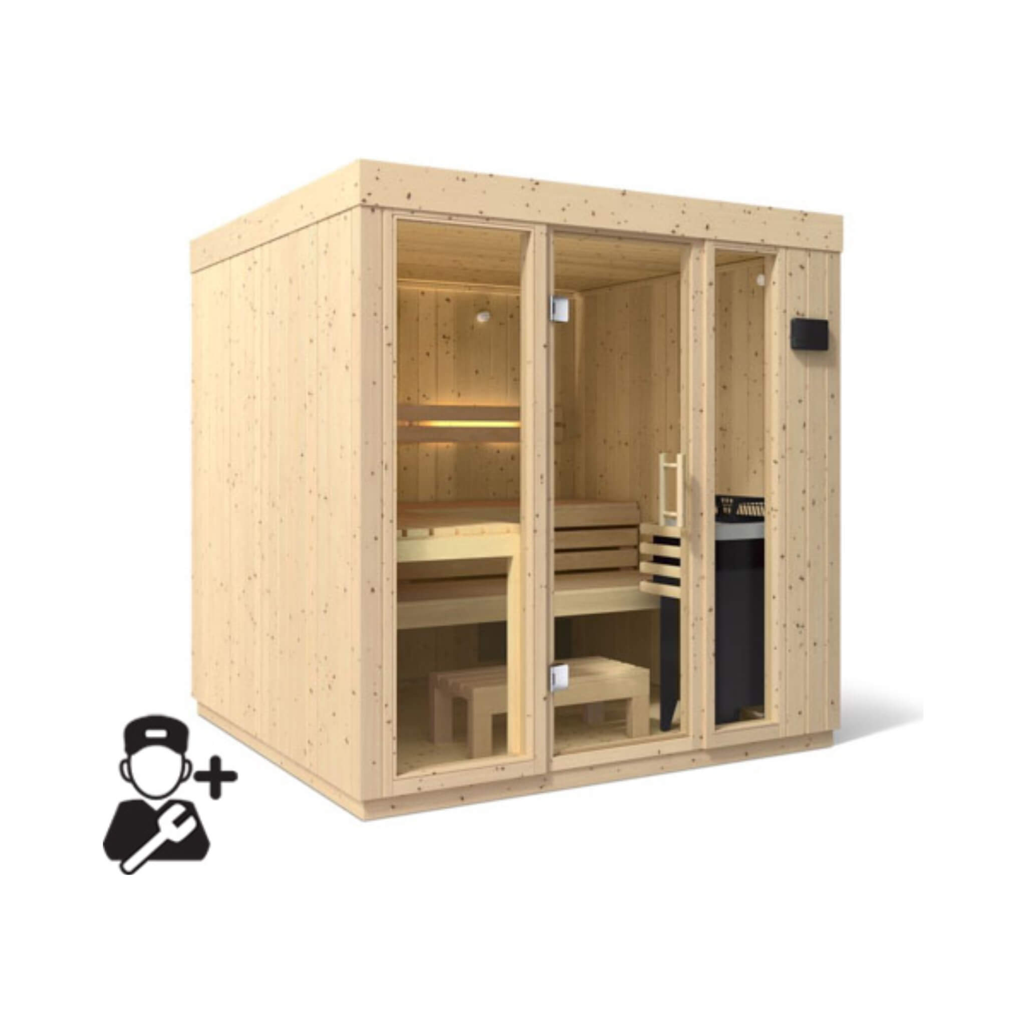 Luxury Indoor Scandinavian Spruce Home Sauna Kit