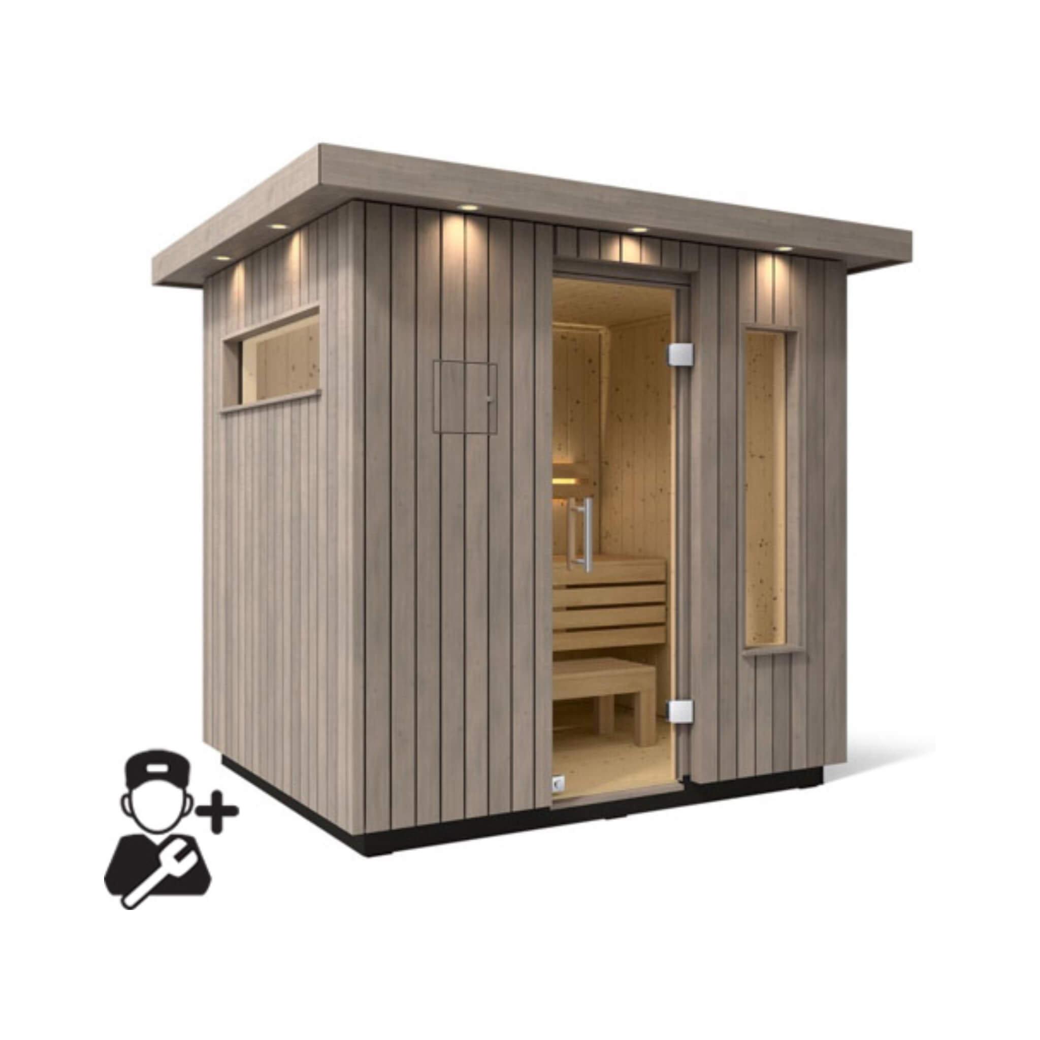 Outdoor Weathered Gray Spruce Sauna Kit