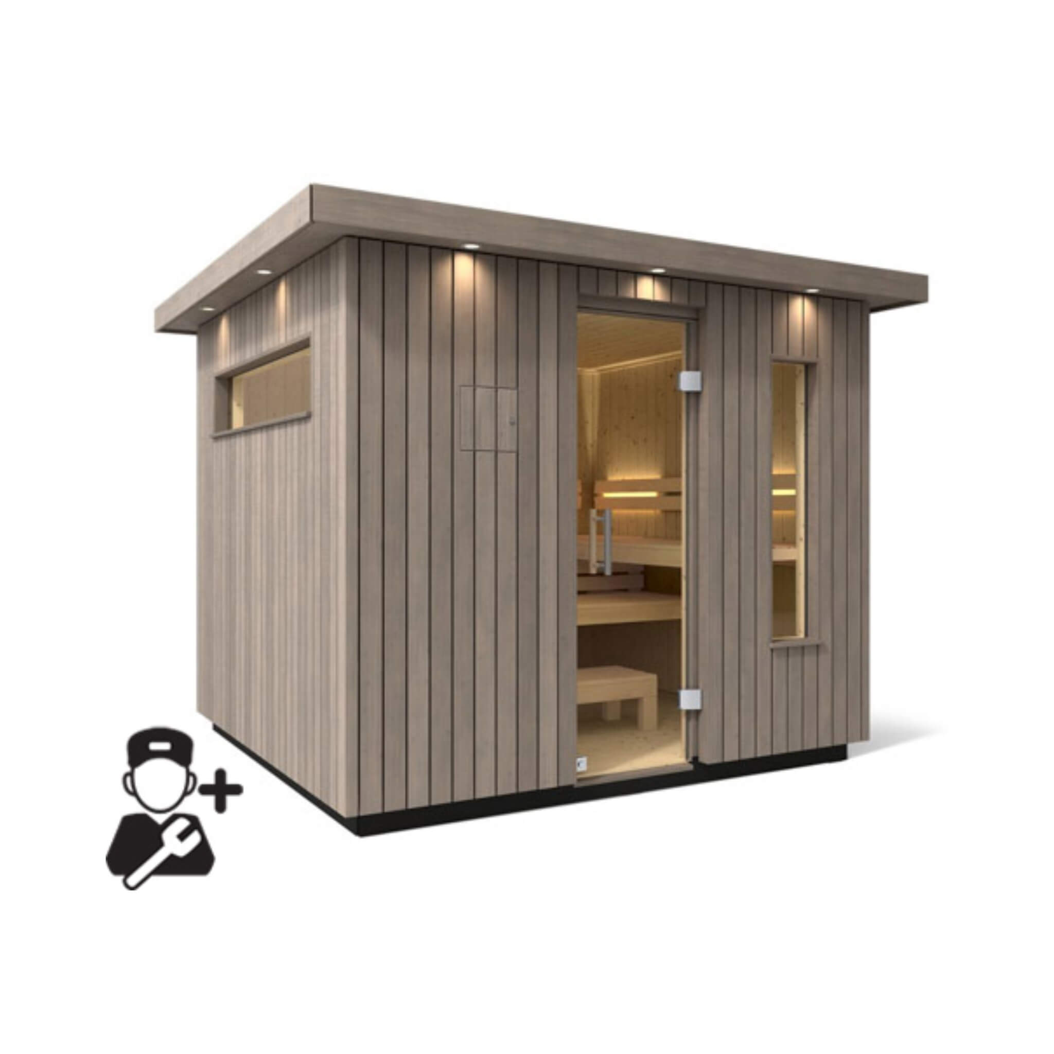 Outdoor Weathered Gray Spruce Sauna Kit