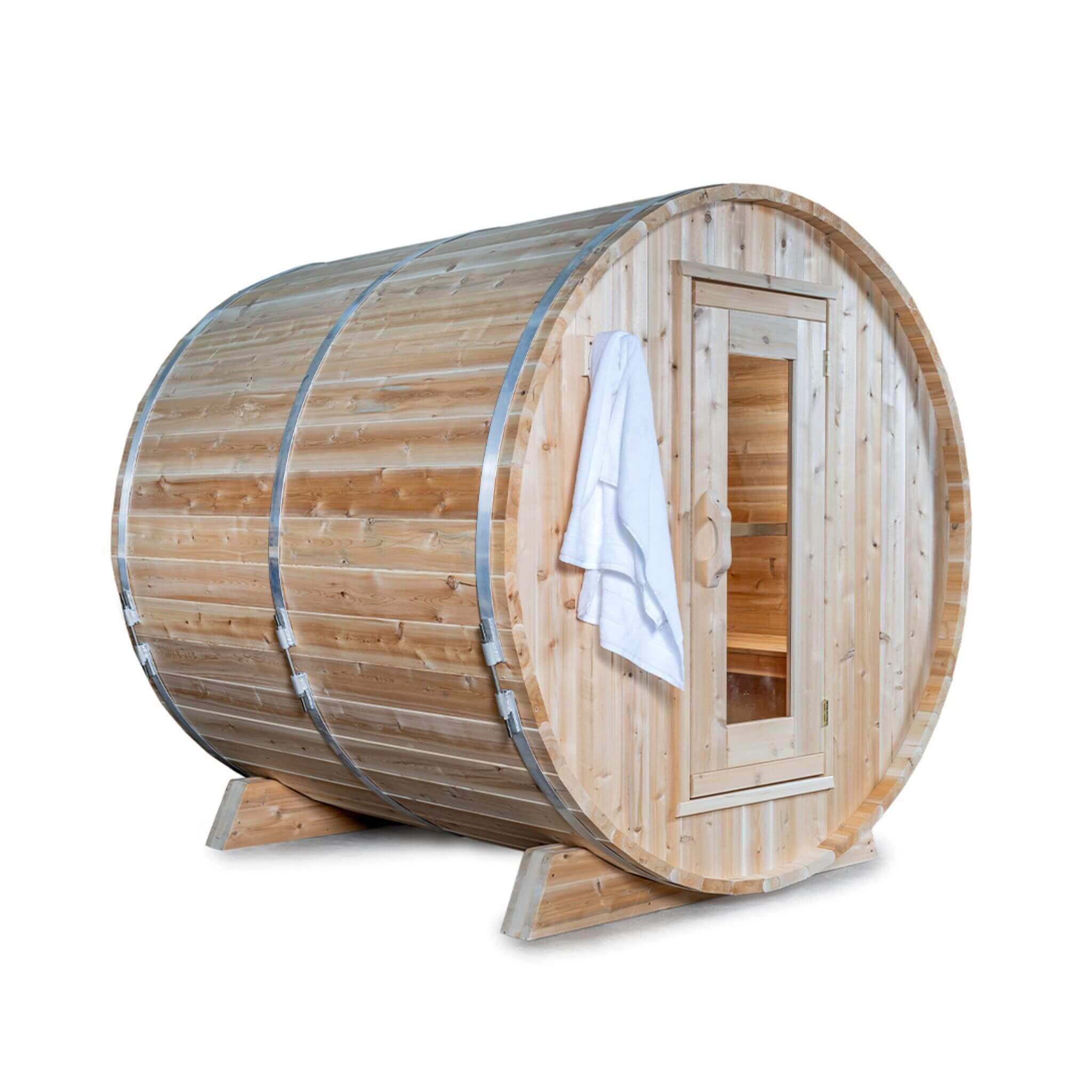 4-Person Canadian Timber Harmony Barrel Sauna With Solid Wood Benches