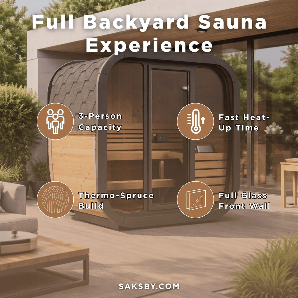 3-Person Cube-Series Luxury Wooden Outdoor Home Sauna Kit