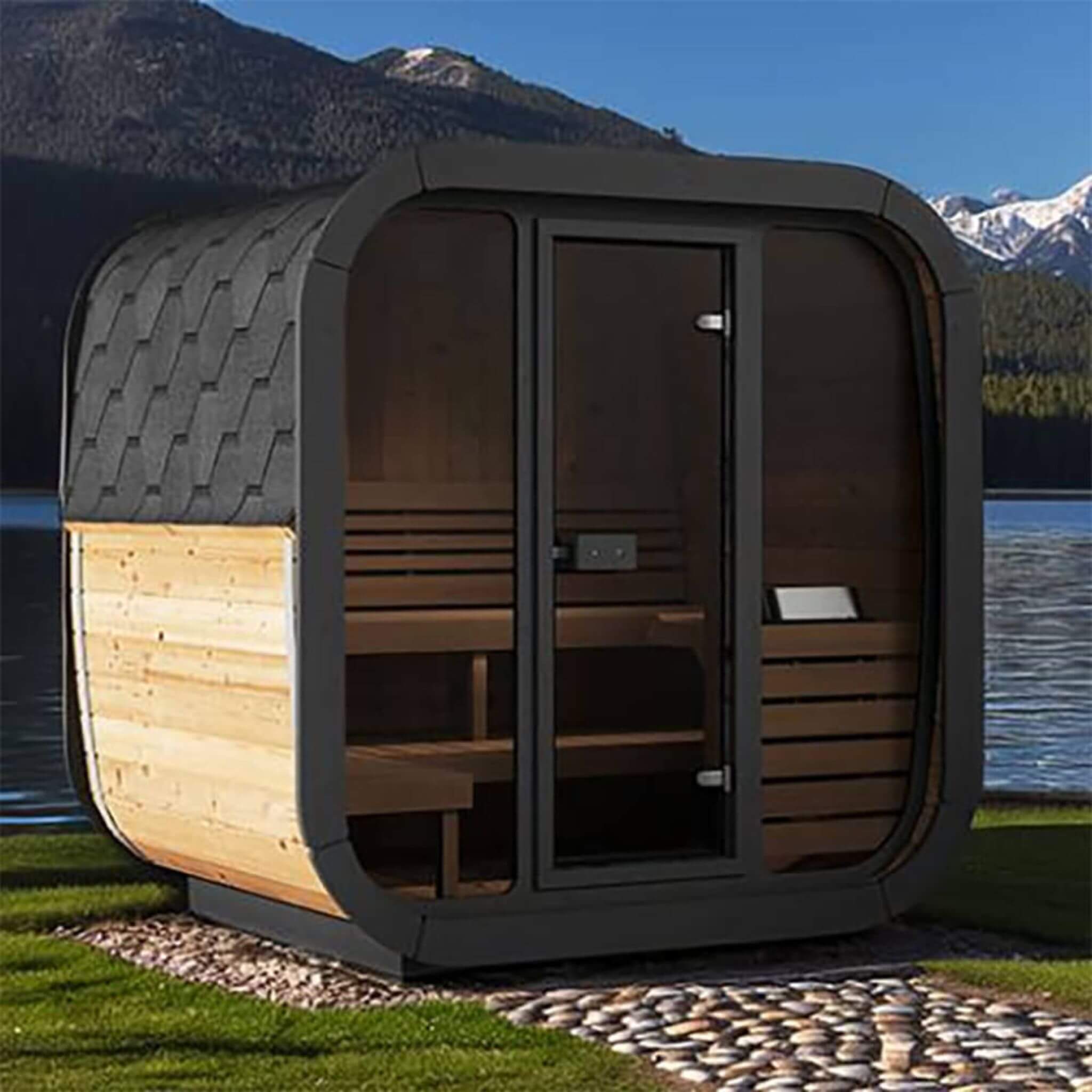 4-Person Cube-Series Luxury Wooden Outdoor Home Sauna Kit