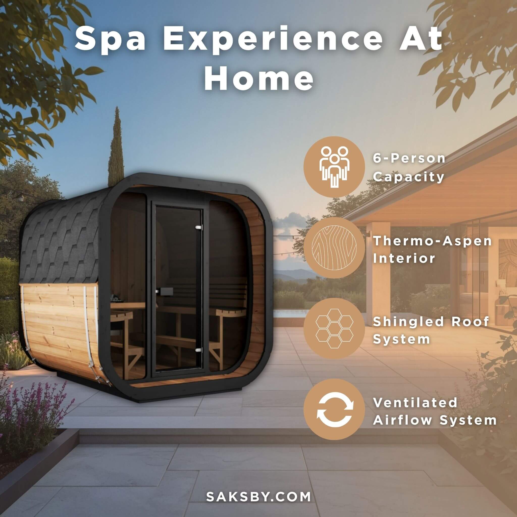 6-Person Cube-Series Luxury Wooden Outdoor Home Sauna Kit