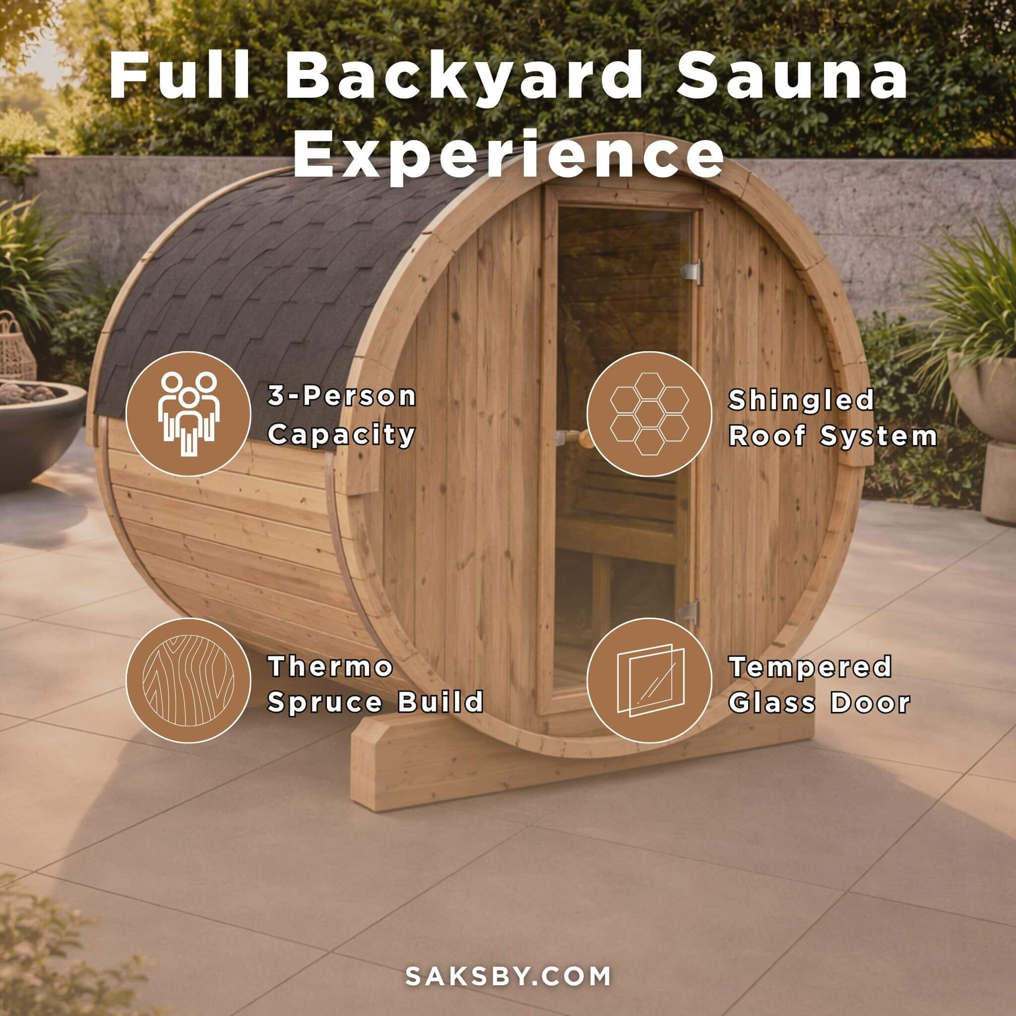 3-Person Thermo-Spruce Backyard Sauna Barrel